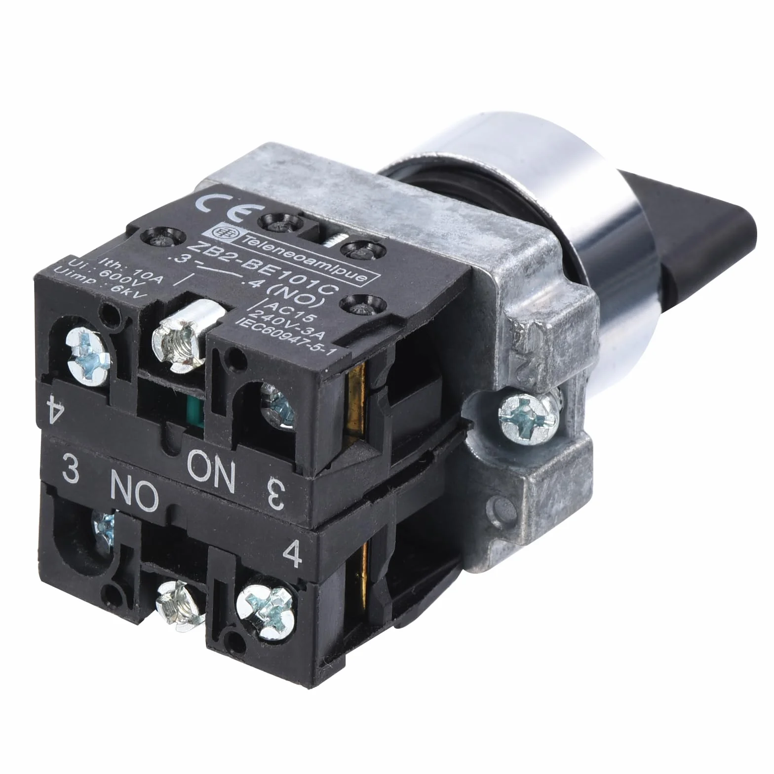 QUARKZMAN 22 mm przełącznik 3-pozycyjny x 1 sztuka, 2 NO 10 A, przełącznik obrotowy ZB2-BE101C do wymiany [czarny]