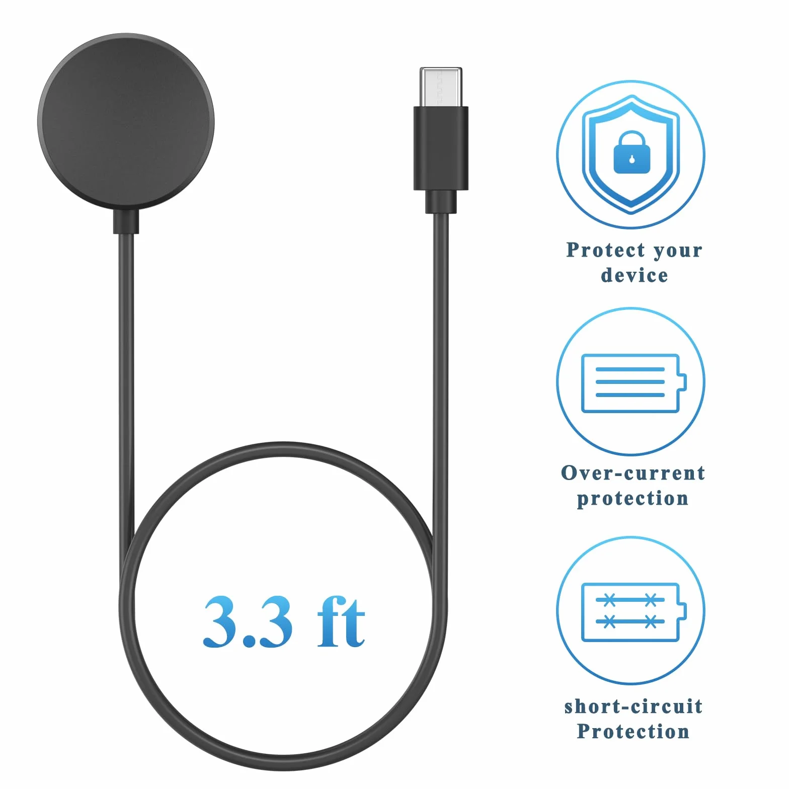 Oumida Kabel do ładowania Samsung Galaxy Watch 3/4/5/6/7/Active/FE/Ultra, ładowarka USB, kabel do ładowania do Samsung Watch 4/3/5/6/7/FE/Ultra/Active (USBC-czarny1)
