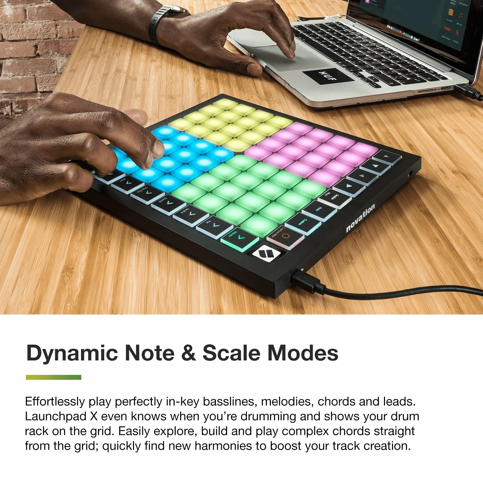 Novation Launchpad X MIDI Grid Kontroler do Ableton Live / Logic Pro, łatwe sterowanie, dynamiczne odtwarzanie nut, tryby Scale