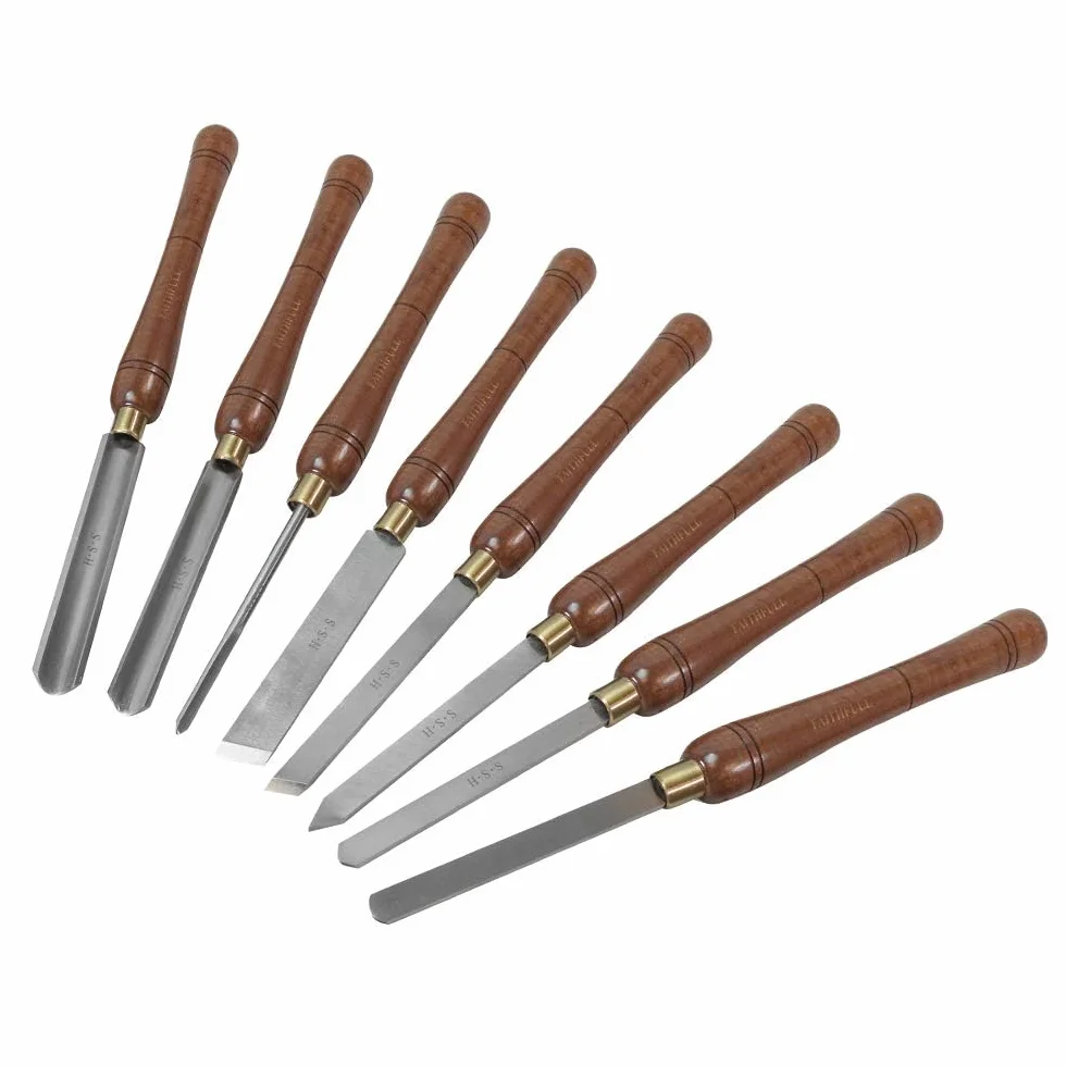 Faithfull HSS Turning Chisel Set of 8 in Wooden Presentation Box Suitable for Hard and Soft Woods