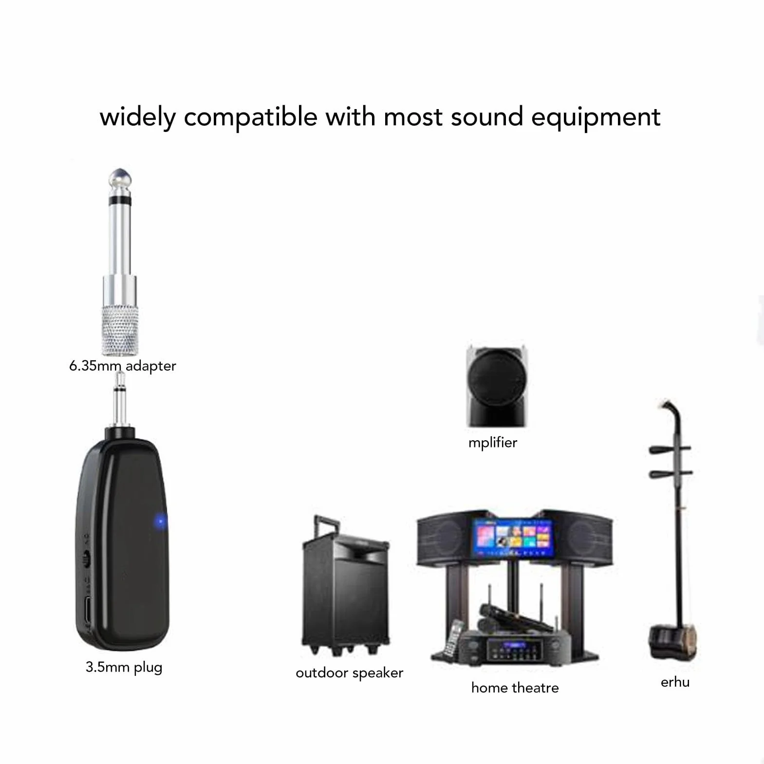 Mikrofon do Instrumentów Bezprzewodowych, Bezprzewodowy Mikrofon Erhu 2,4G, Redukcja Szumów, Mikrofon do Skrzypiec, Przeciwzakłóceniowy, Przetwornik do Instrumentów, Gitara
