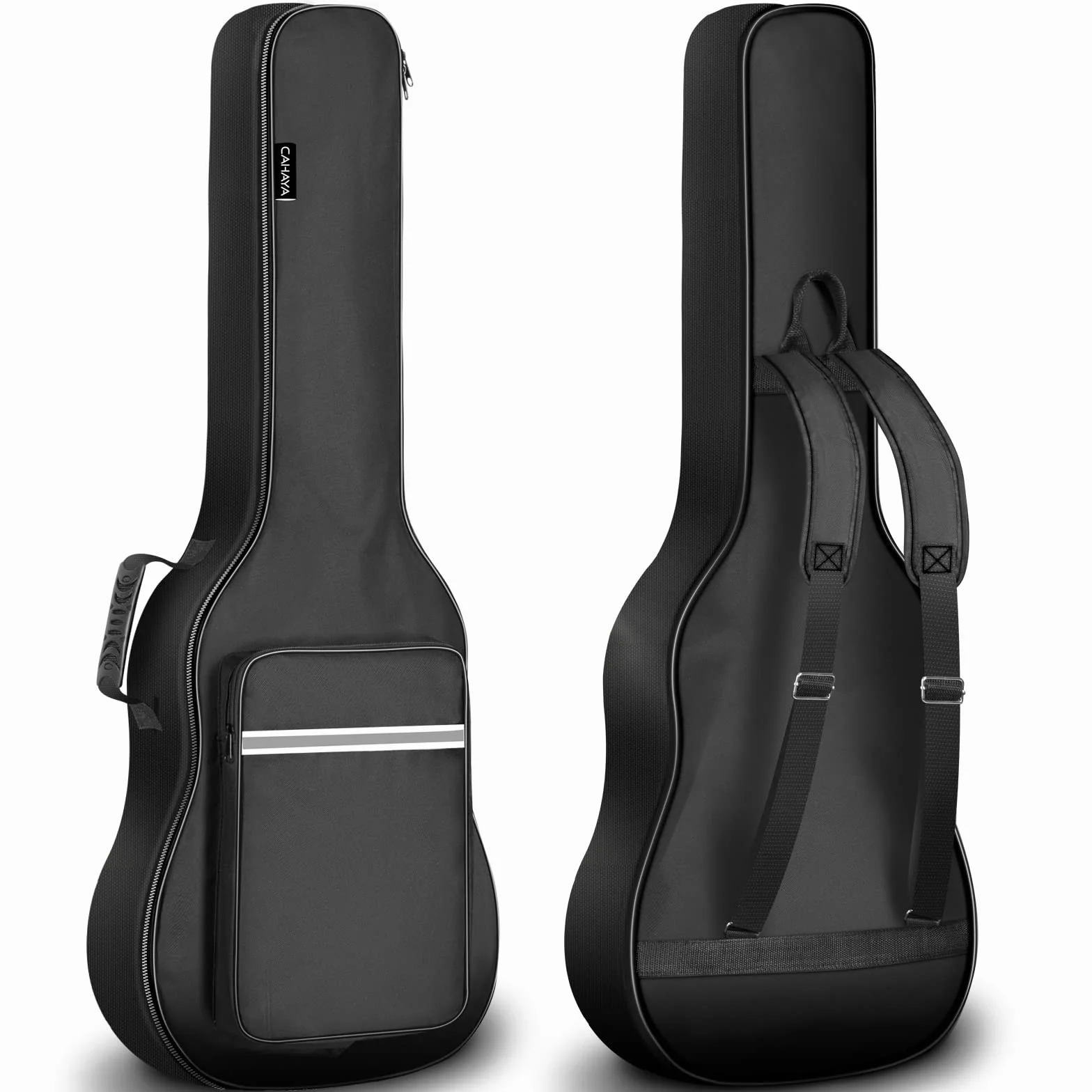 CAHAYA Torba na gitarę klasyczną 90 cm torba na gitarę miękki futerał o grubości 6 mm wyściełana plecak na gitarę z dużymi kieszeniami paski odblaskowe model CY0288