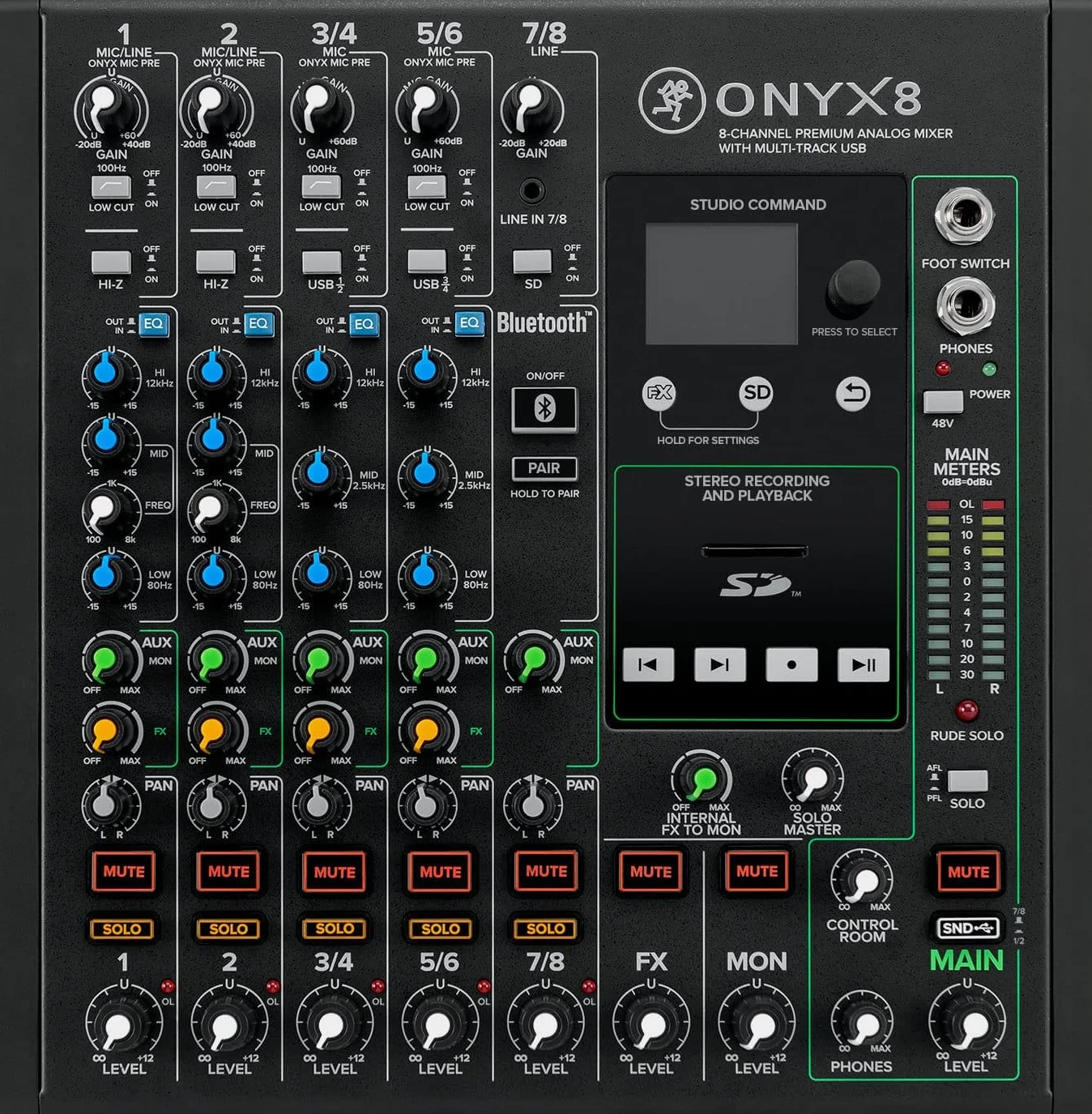 MACKIE Onyx8 8-kanałowy mikser analogowy z USB Multi-Trace