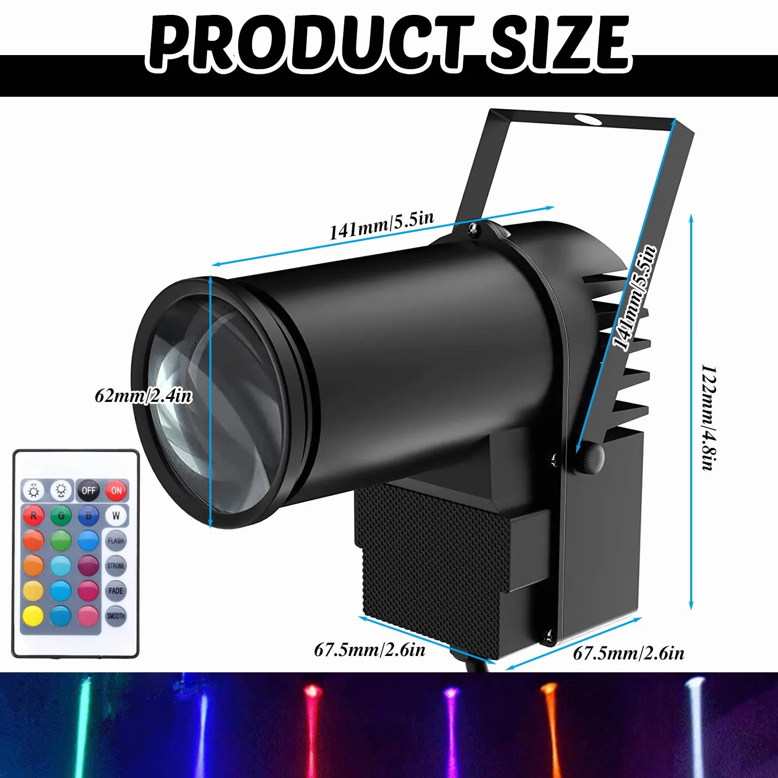 Reflektor punktowy LED, 15 W, reflektor punktowy 3 w 1, do kuli lustrzanej, stopień ochrony IP25, oświetlenie sceniczne, kula dyskotekowa, reflektor dyskotekowy, do baru, klubu, na imprezę, pilot