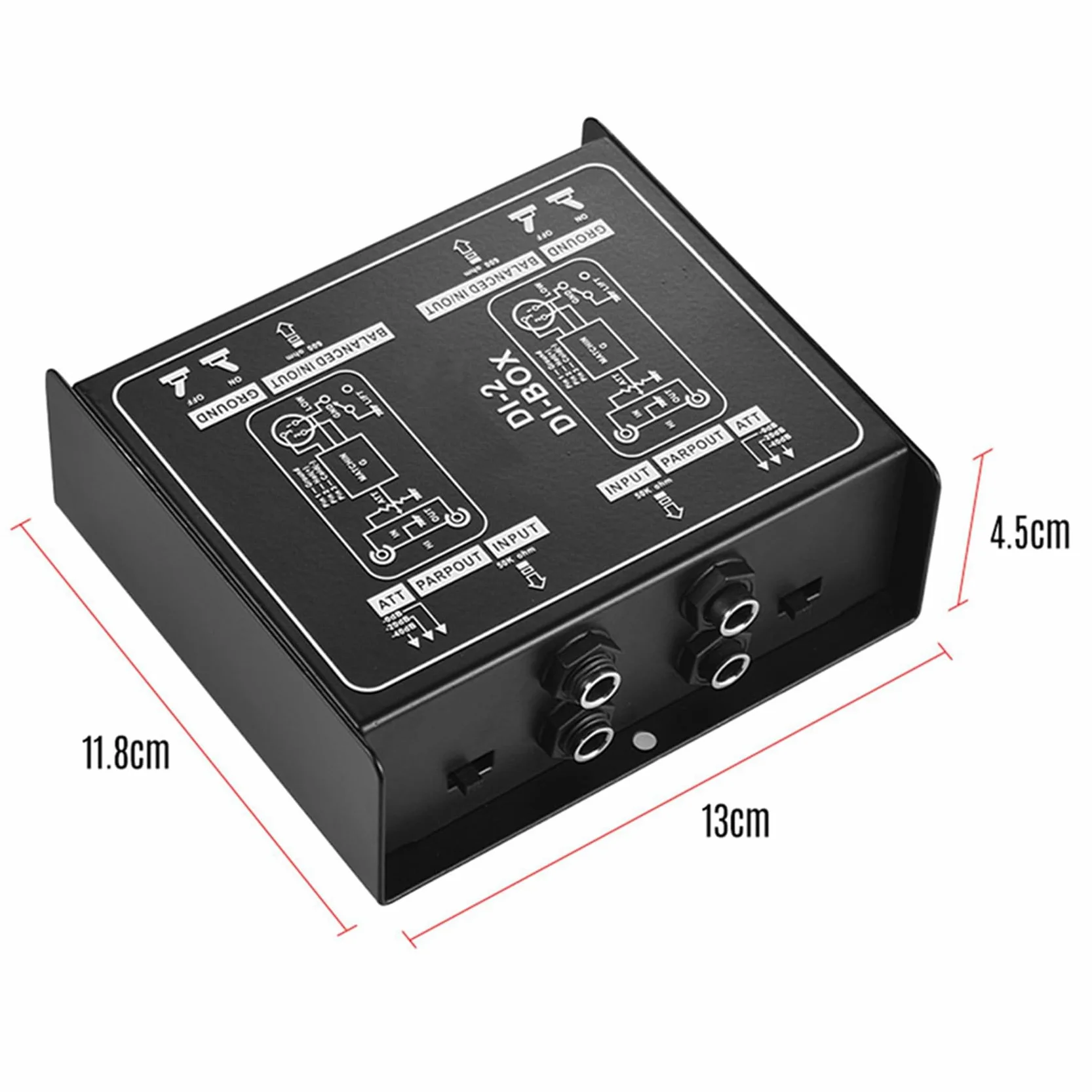 2 x Premium Direct Injection Molded Audio Box – pasywny gaśnik jednostek DI z podkładką wejściową do przyłączy gitarowych i basowych