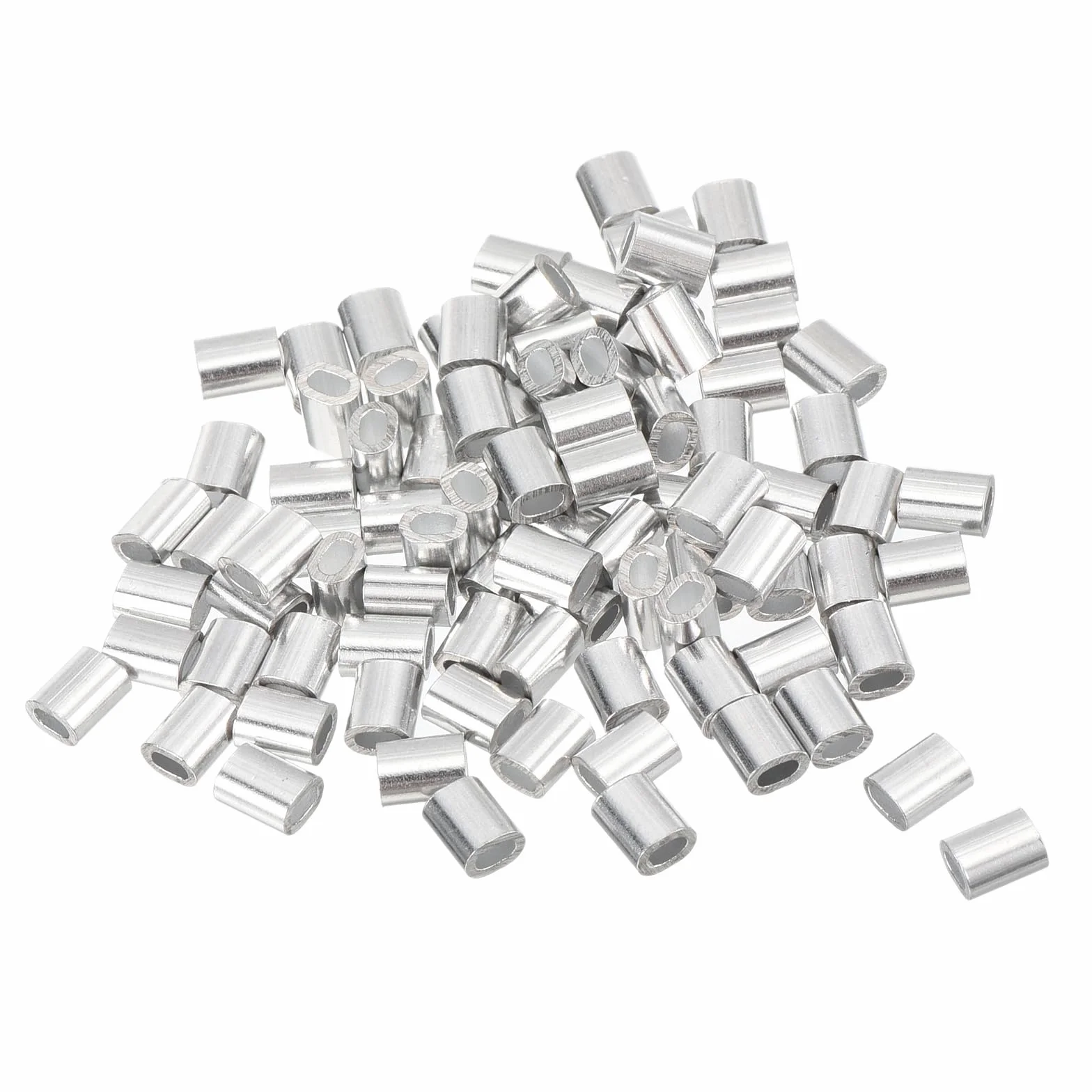 QUARKZMAN 5 mm aluminiowe zaciski tulejowe x 100 szt. pojedynczy otwór na 1 mm linka stalowa i linia kablowa [odcień srebrny]