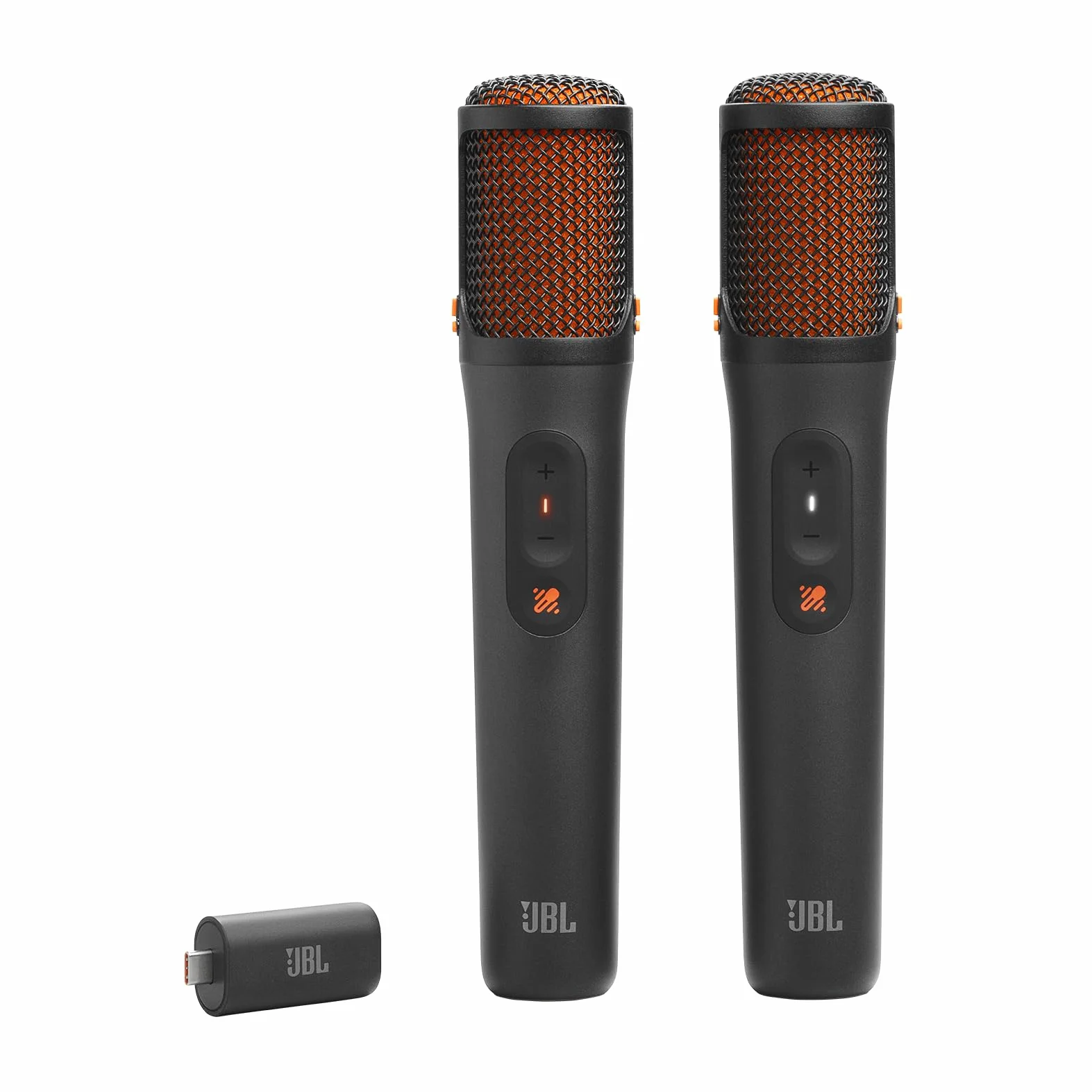 JBL EasySing Mics, 2 bezprzewodowe mikrofony karaoke z AI z usuwaniem wokalu w czasie rzeczywistym oraz donglem PartyBox USB-C, czarny