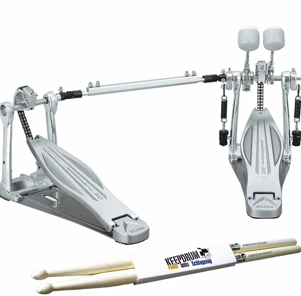 Tama HP310LW Speed Cobra maszyna do podwójnych nóżek + pałeczki perkusyjne keepdrum 1 para