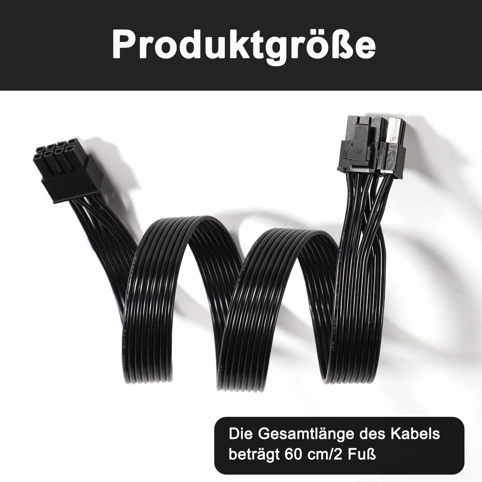GERUI 8-biegunowy kabel zasilający GPU 8-biegunowy wtyk ATX na 6+2- kabel PCIe, długość całkowita 60 cm, kompatybilny z zasilaczami Corsair typu 3 i typu 4, nie nadaje się do zasilaczy EVGA (czarny)