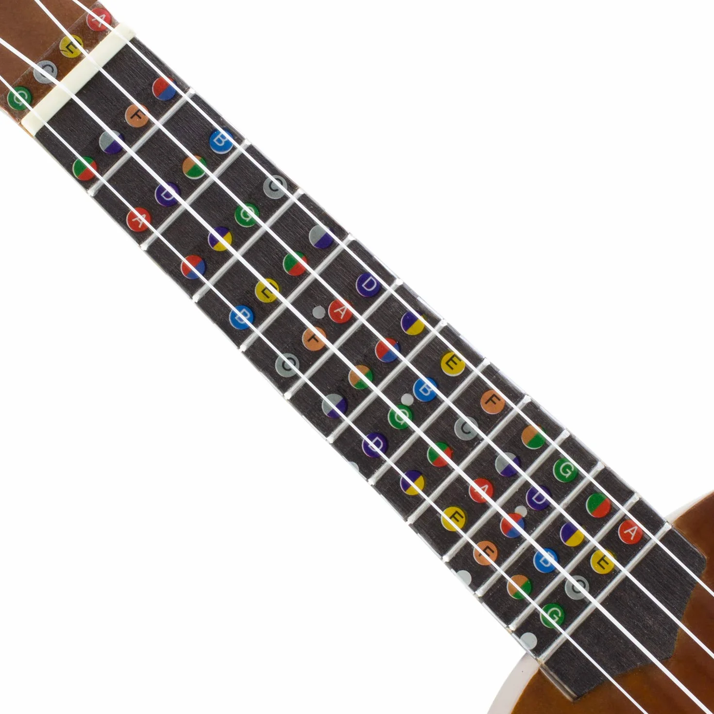TIGER UKE-6-STICKER Naklejka na nuty ukulele – kolorowe naklejki na podstrunnicę – 6 opakowania