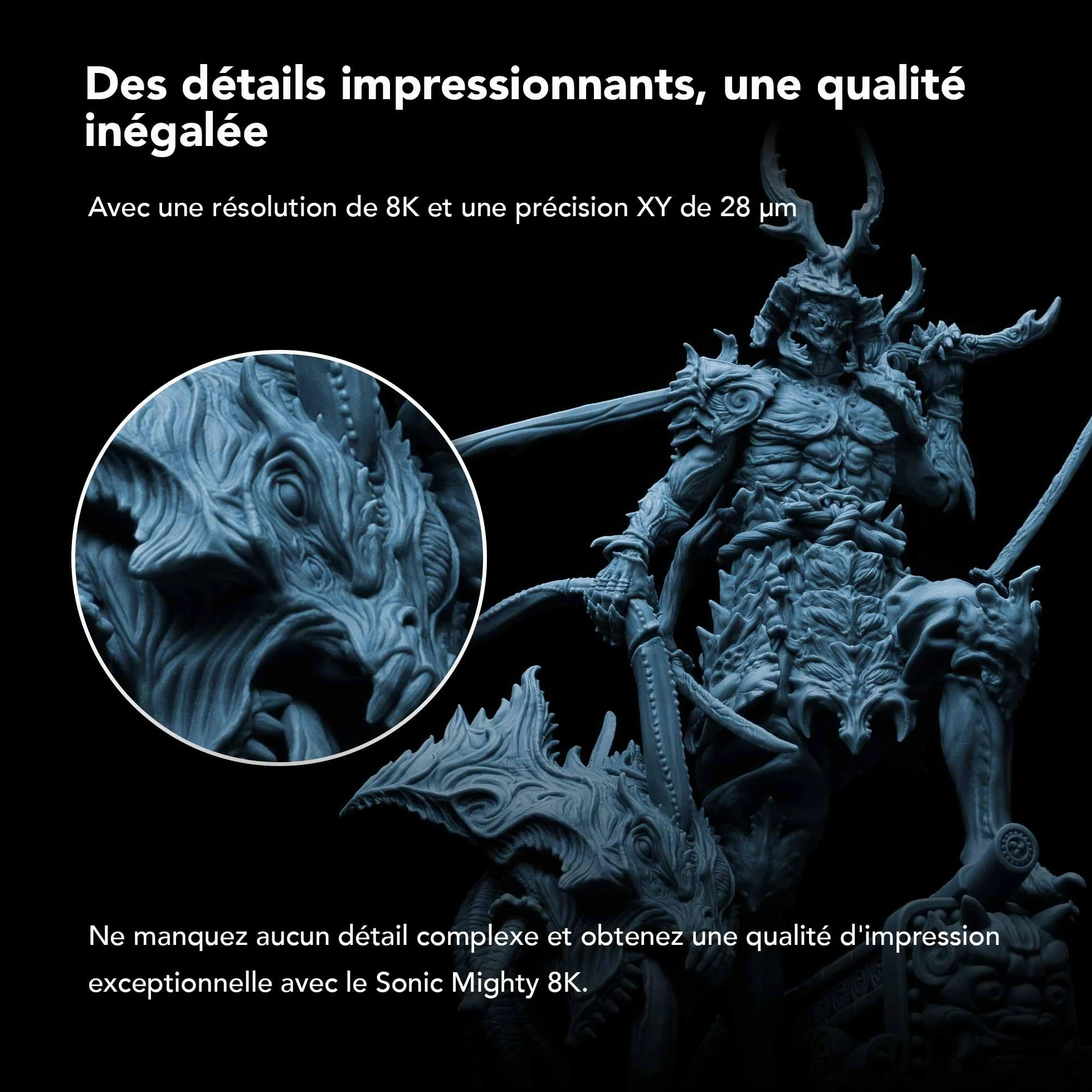 Phrozen Sonic Mighty 8K Drukarka 3D z żywicy | Wysoka dokładność monochromatyczny 8K 10-calowy ekran LCD | 405 nm UV fotopolimeryzacja żywicy | Duży rozmiar druku 218x123x235 mm