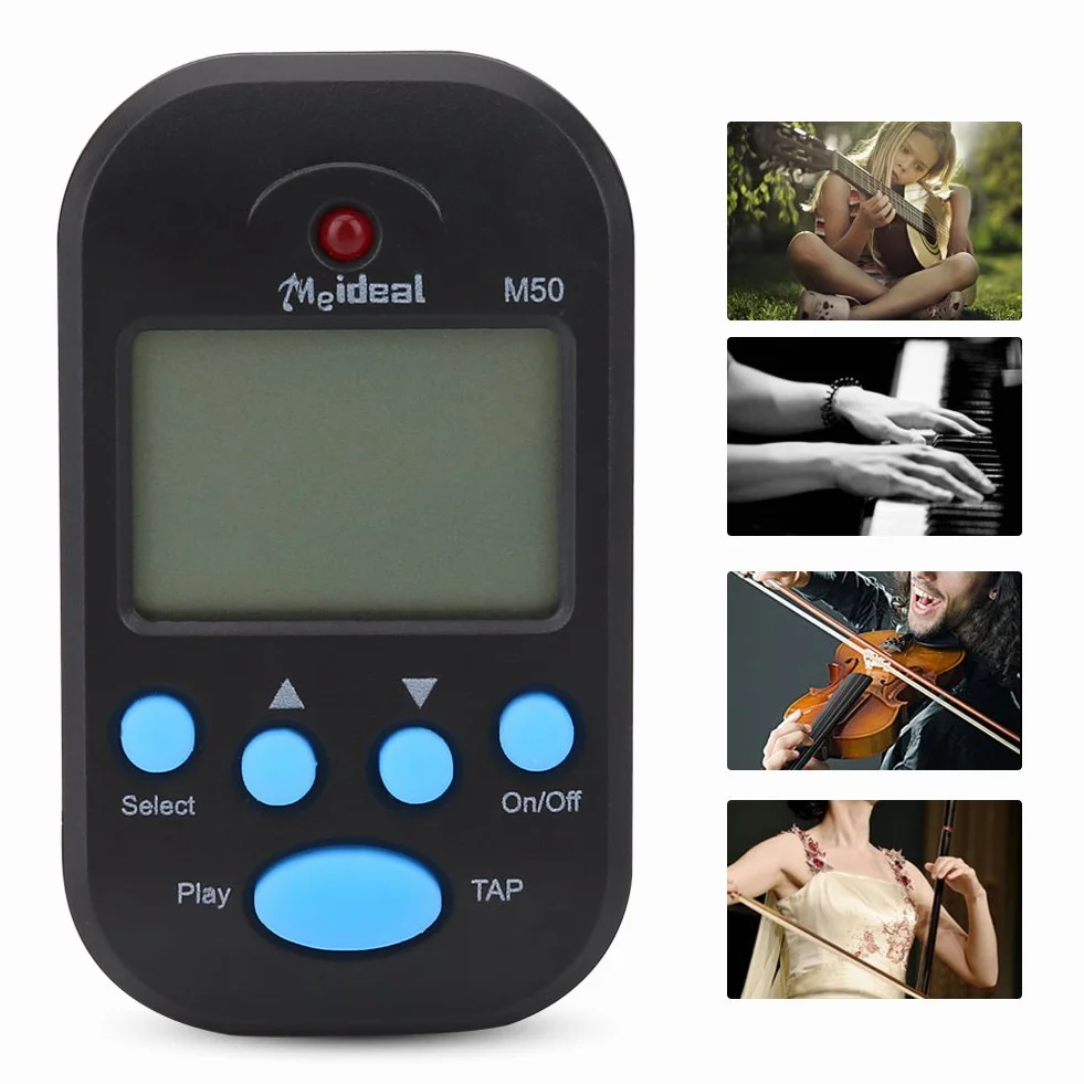 Mini metronom cyfrowy Beat Tap M50 przenośny klips z podwójnym wyjściem słuchawkowym czarny