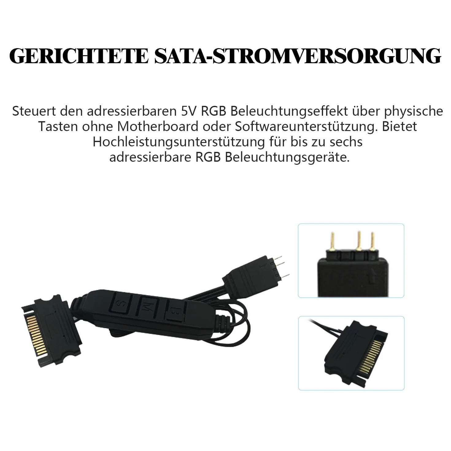 Thermalright 5 V 3PIN A-RGB sterowanie wentylatorem, sterowanie oświetleniem 5 V, sterowanie wentylatorem obudowy komputera, obsługa interfejsu świetlnego 3-pinowego, zasilacz SATA