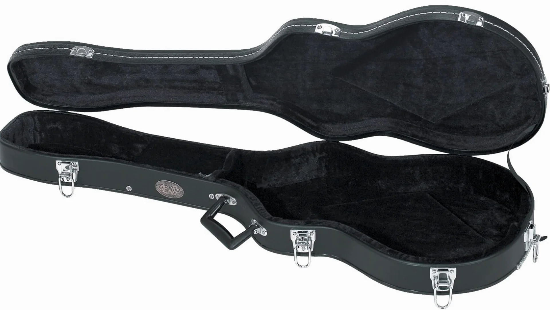 GEWA futerał na gitarę model LP Flat Top Economy - rdzeń drewniany - płaski wieko - matowa czarna powłoka ze skóry syntetycznej - chromowane zamki - przegródka na akcesoria
