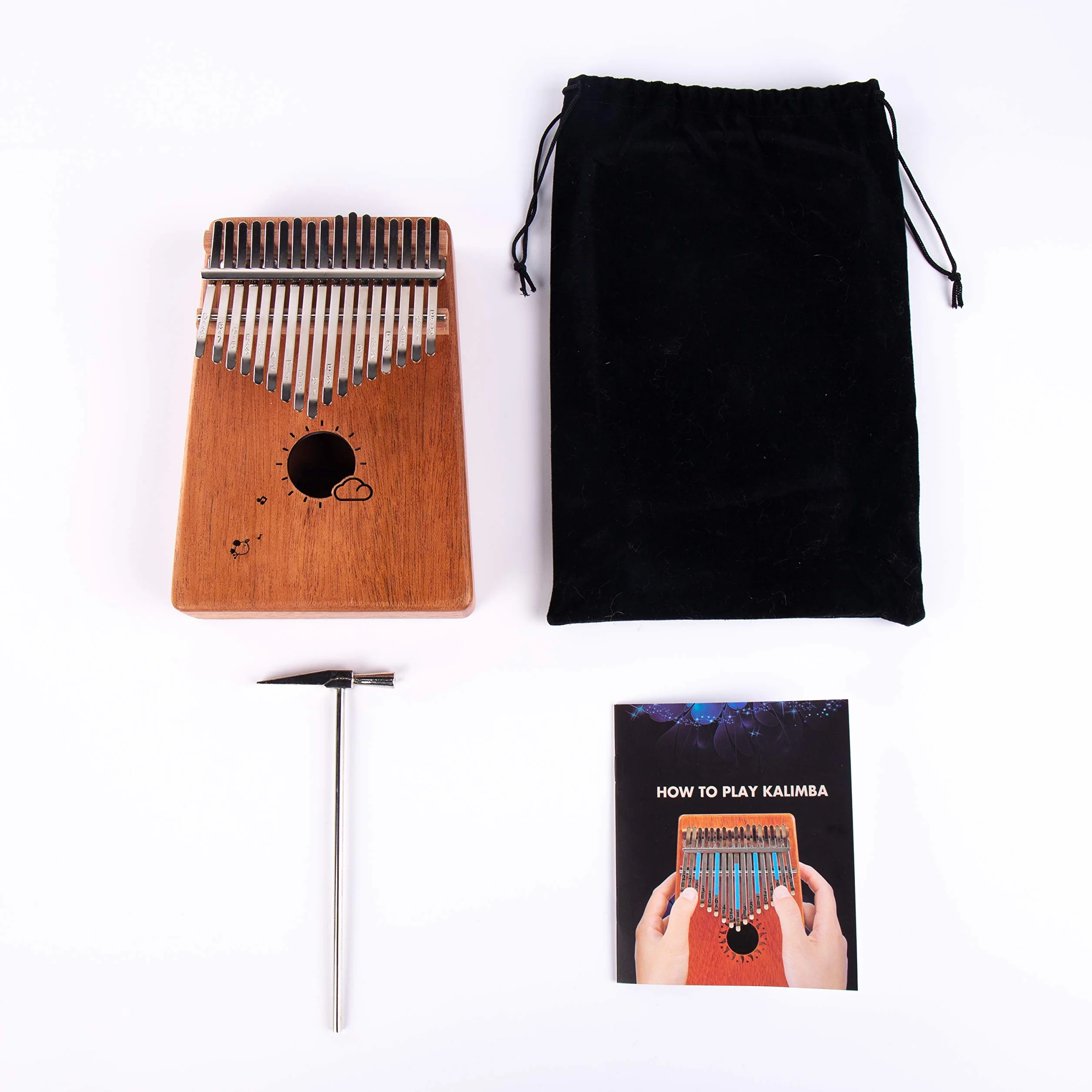 Kalimba 17 klawiszy kciuk palec fortepian - Mbira - solidny mahoń i przenośny, z torbą do przenoszenia i instrukcją obsługi