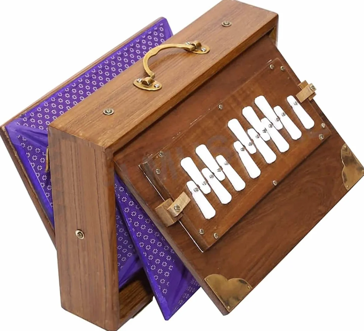 Shruti Box Surpeti z drewna herbacianego z mosiężnymi okuciami 440 Hz do jogi, kirtan, terapii dźwiękiem