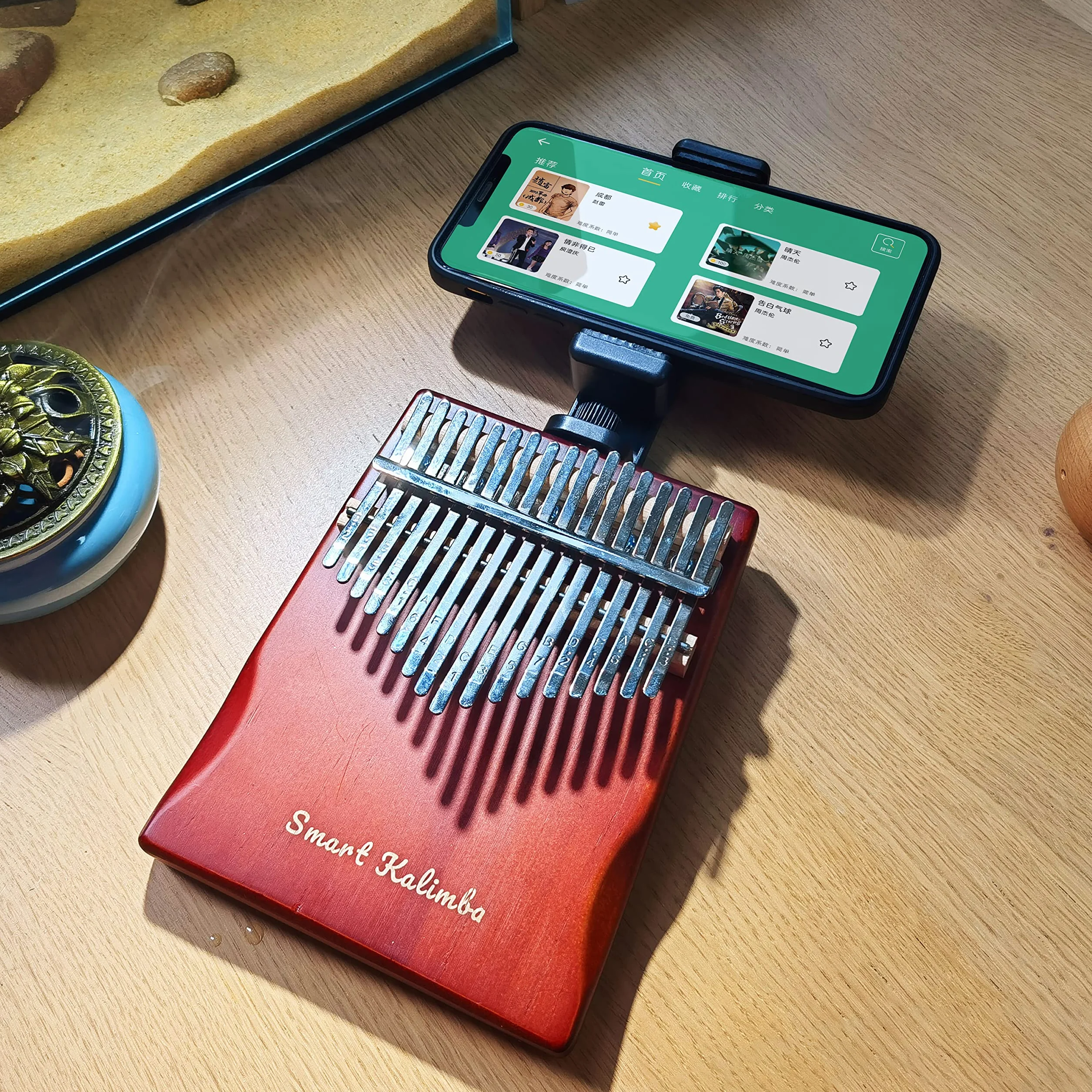 Inteligentna kalimba z aplikacją młotek do strojenia, kciuk, fortepian, 17 klawiszy, przenośny, łatwy do nauczenia się instrument muzyczny, początkujący, dzieci, dorosłych, prezent świąteczny