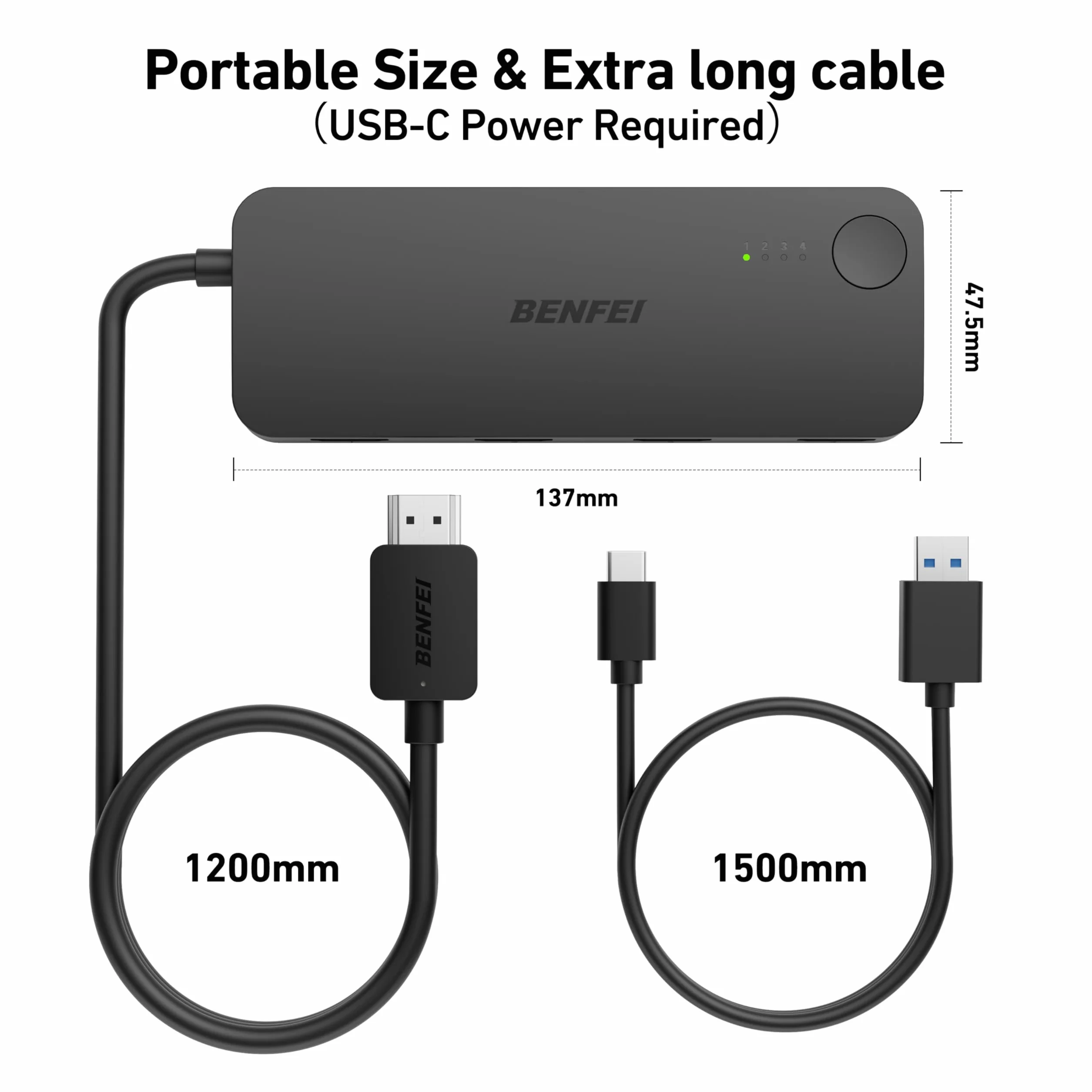 Przełącznik BENFEI HDMI 4 w 1 wyjściu 4K@60Hz, 2 K@144 Hz, HDCP 2.3 【Z obsługą adaptacyjnej korekcji Transmisja HDMI na odległość 30 stóp】 Kompatybilny z PS5/4, Xbox, Roku, FireStick, Switch