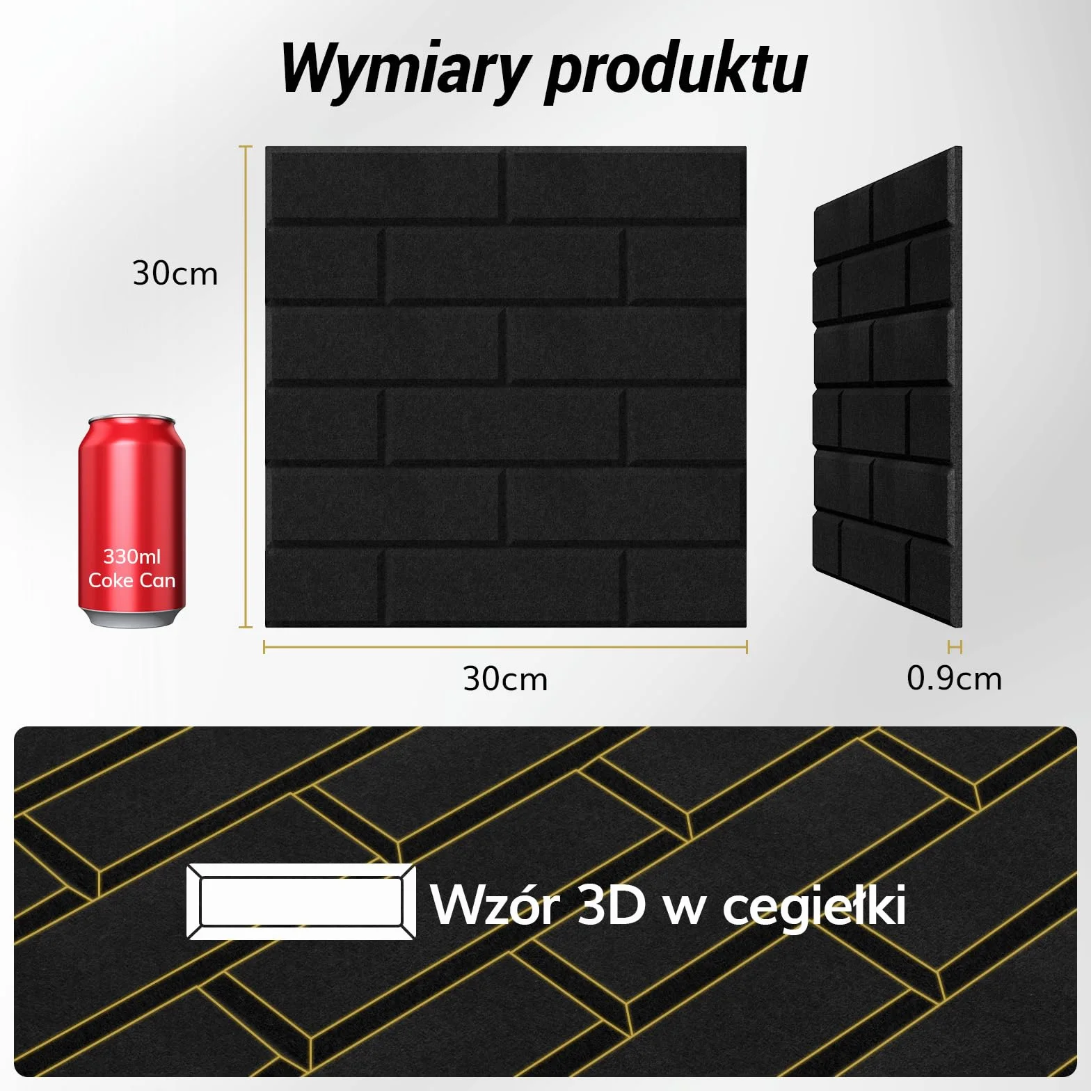 TONOR Płyty akustyczne typu cegła, samoprzylepne, 12 szt. 30x30x0,9 cm, płyty dźwiękoszczelne, płyty do ochrony przeciw hałasowi, samoprzylepne płyty ścienne do obróbki akustycznej i dekoracji ścian w