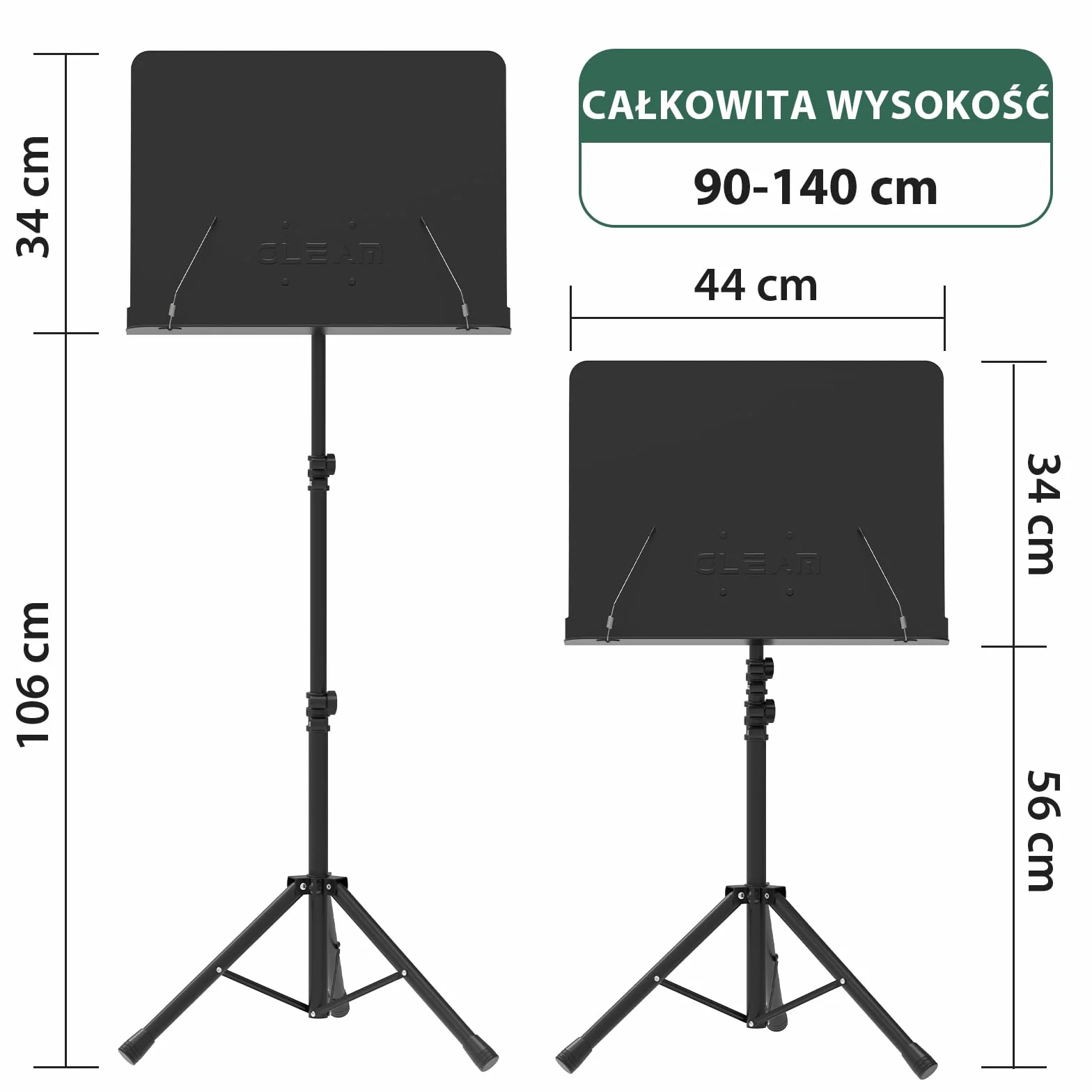 GLEAM Stojak na nuty metalowy 5 w 1 z torbą