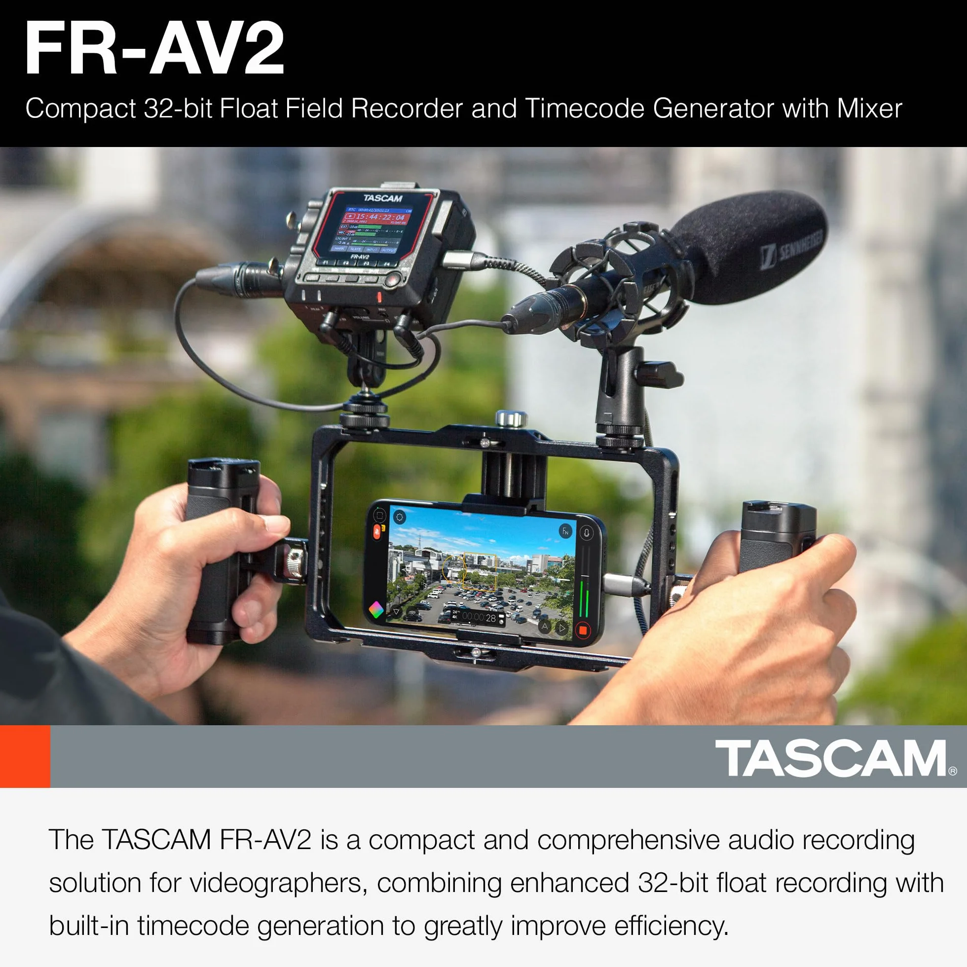 TASCAM FR-AV2 – kompaktowy 32-bitowy rejestrator pola pływakowego i generator kodów czasowych z mikserem