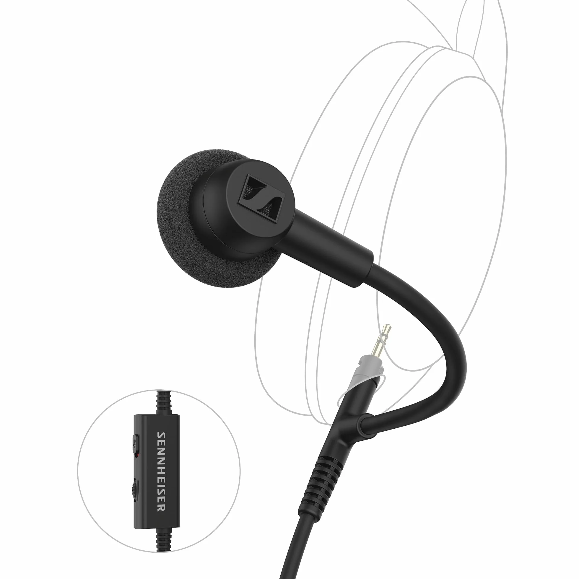 Sennheiser HD 500 BAM, Optymalnej Jakości Mikrofon na Pałąku do Gier i Rozmów, z Regulacją Głośności i Wyciszeniem, Analogowe Gniazdo 3,5 mm, do Słuchawek HD 560S, HD 505, HD 620S i Innych
