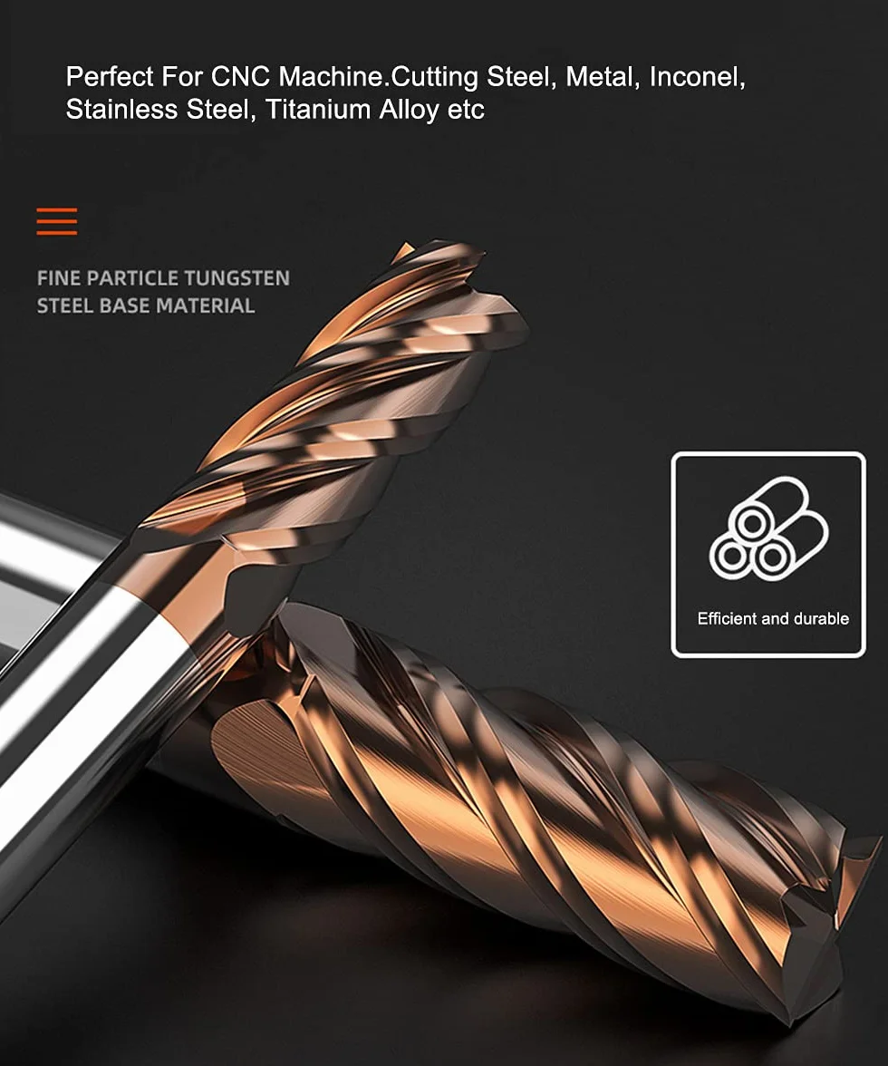 ASNOMY VHM Frez z twardym metalowym trzpieniem, AlTiN powlekany 55 HRC 4 cięcie, wiercenie, frezowanie, proste, zanurzane, CNC, węglik wolframu (8 mm)