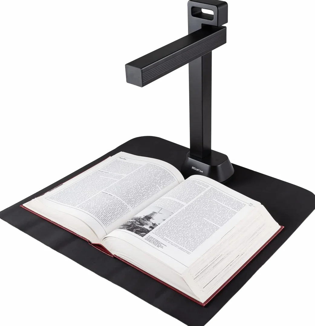 IRIScan Desk Pro. skaner książek LED, OCR skaner dokumentów 21 MP kamera wizualizator -v6PRO: edytor PDF, przenośny skaner, skaner książek, AI płaskie układanie-auto-skan-ukrywanie palców, skaner a3