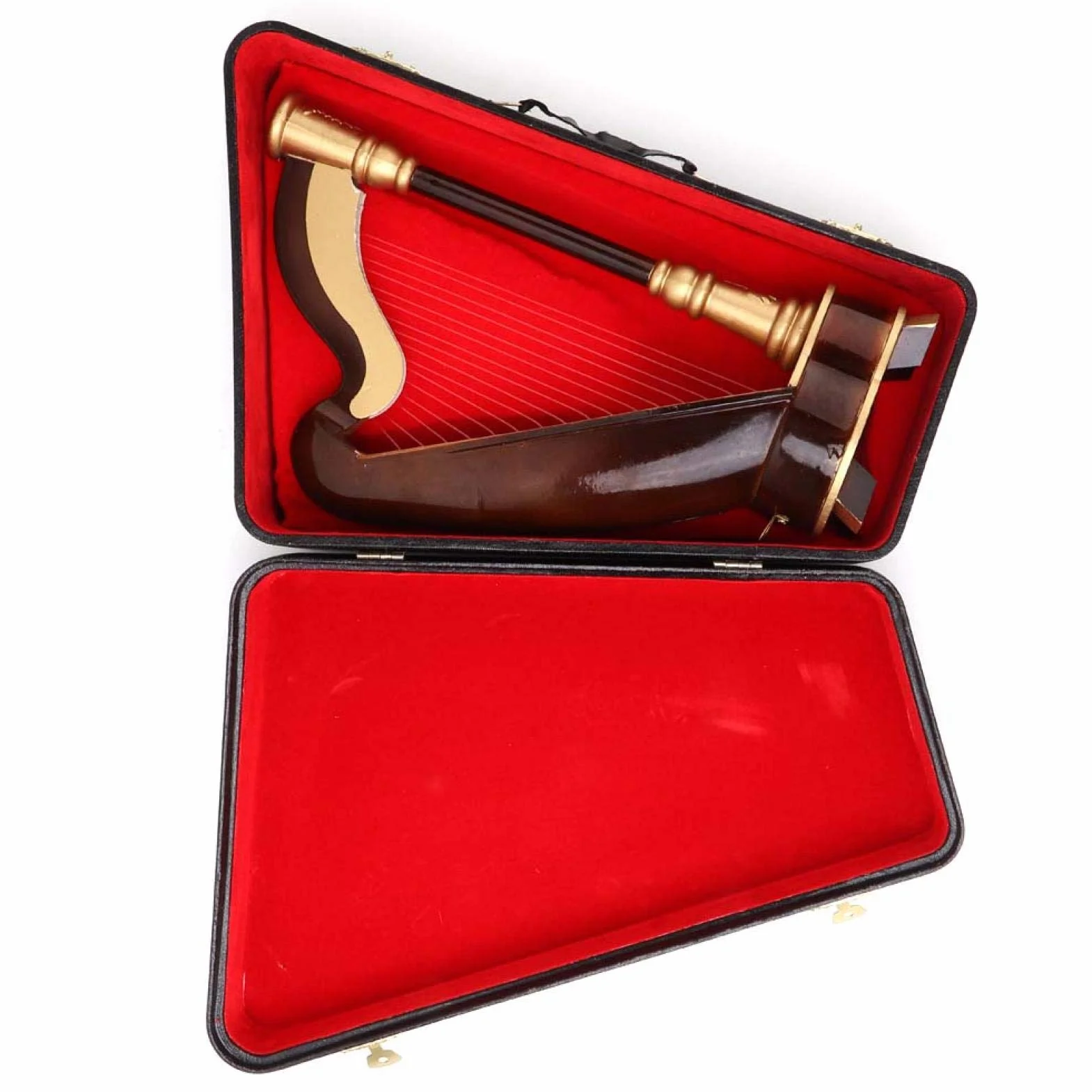 Ręcznie wykonany drewniany model harfy 25 cm instrument muzyczny ozdoba dekoracja stołu