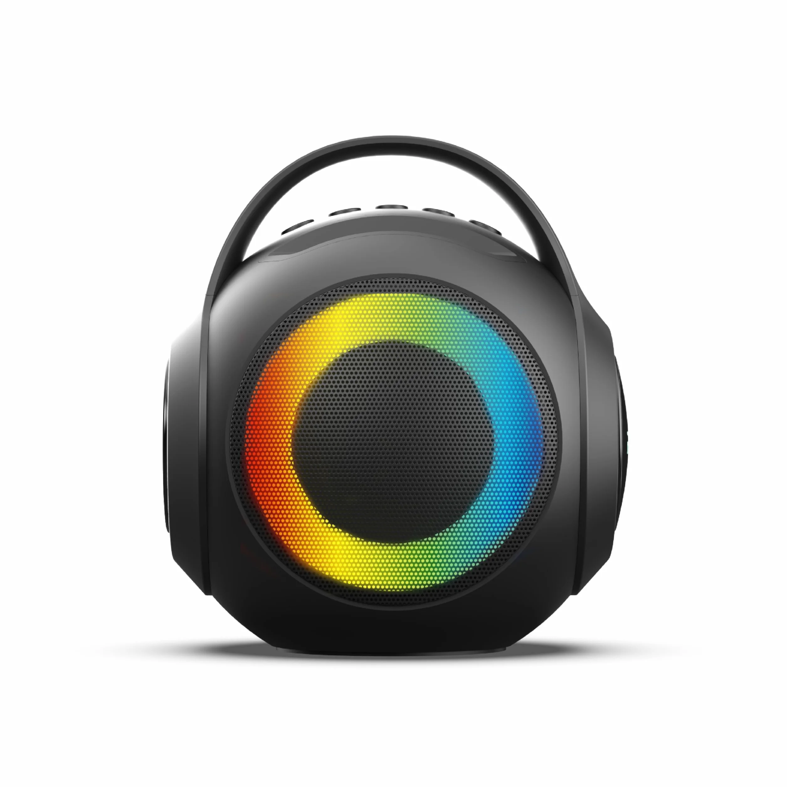 R-MUSIC DUOLED - Bezprzewodowy głośnik RGB z 2 mikrofonami do karaoke - porty AUX/Micro SD/USB, 11 zestawów świateł, 2 mikrofony w zestawie, uchwyt do smartfona, zniekształcenie głosu