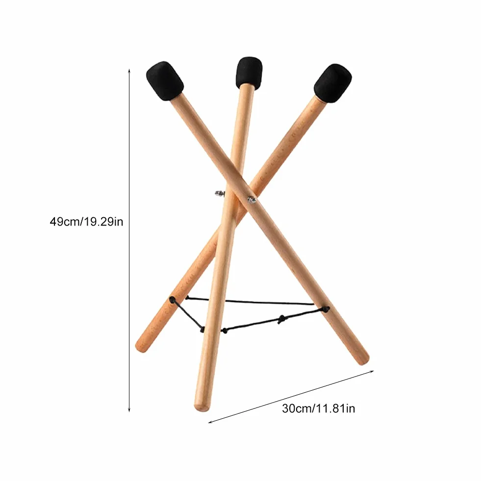 Kisbeibi Stojak na bęben ręczny, stalowy wspornik bębna językowego, regulowany uchwyt na statyw z litego drewna bukowego, uchwyt na werbel do instrumentu perkusyjnego od 12 do 22 cali
