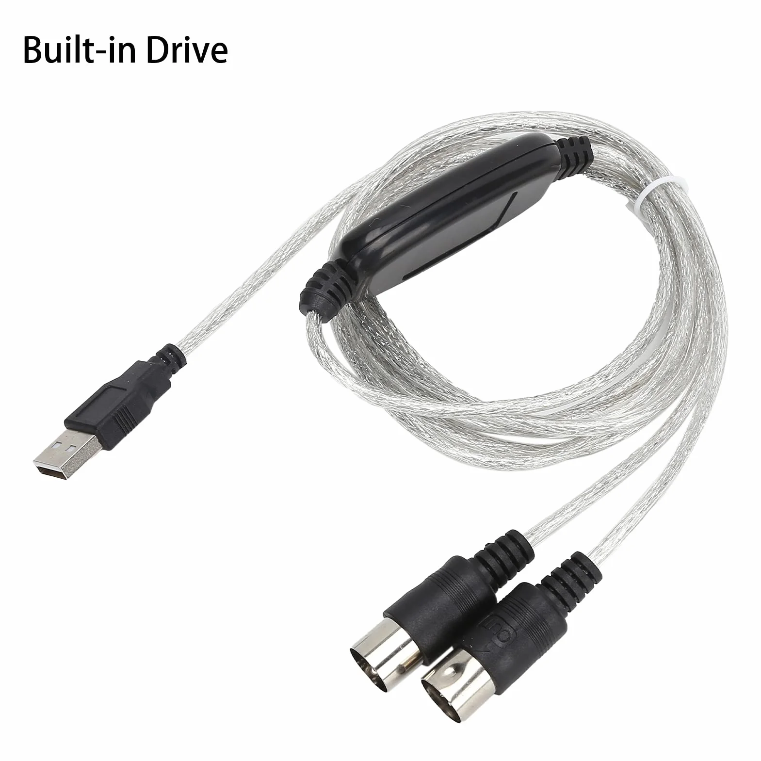 Fdit Uniwersalny kabel MIDI na USB, 2 m, do klawiatury i syntezatorów, 5-pinowy interfejs MIDI, bez napędu, wskaźnik wejścia i wyjścia, łączy elektroniczne instrumenty muzyczne z komputerami