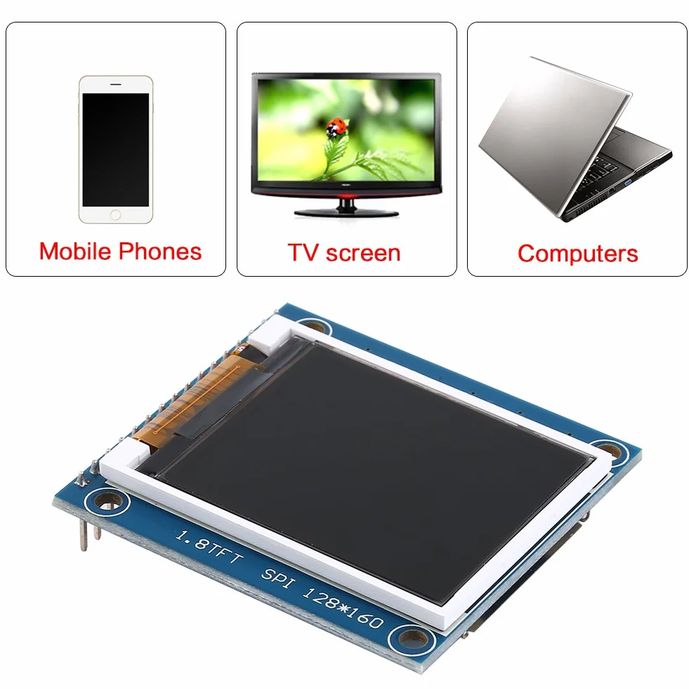 Moduł wyświetlacza LCD, Asixx 1,8" TFT Serious kolorowy moduł LCD z gniazdem PCB SD Kompatybilny z interfejsem 1602 dla modułu kolorowego wyświetlacza LCD, entuzjastów LCD i uczniów SCM