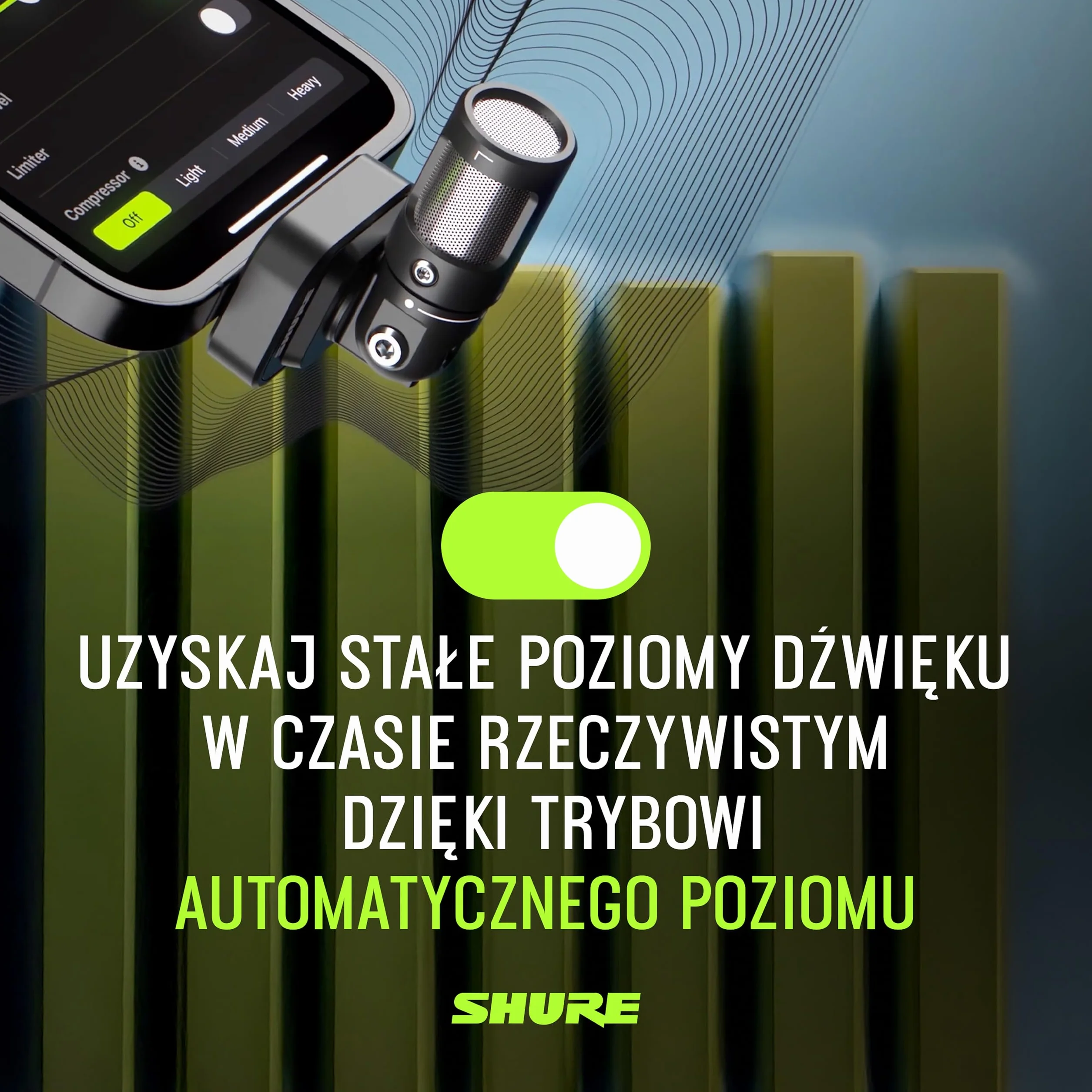 Shure MV88 USB-C Mikrofon, do nagrywania i vlogowania na iPhone i Android, z trybem automatycznego poziomu, odszumianiem w czasie rzeczywistym i czterema wzorami biegunowymi - czarny