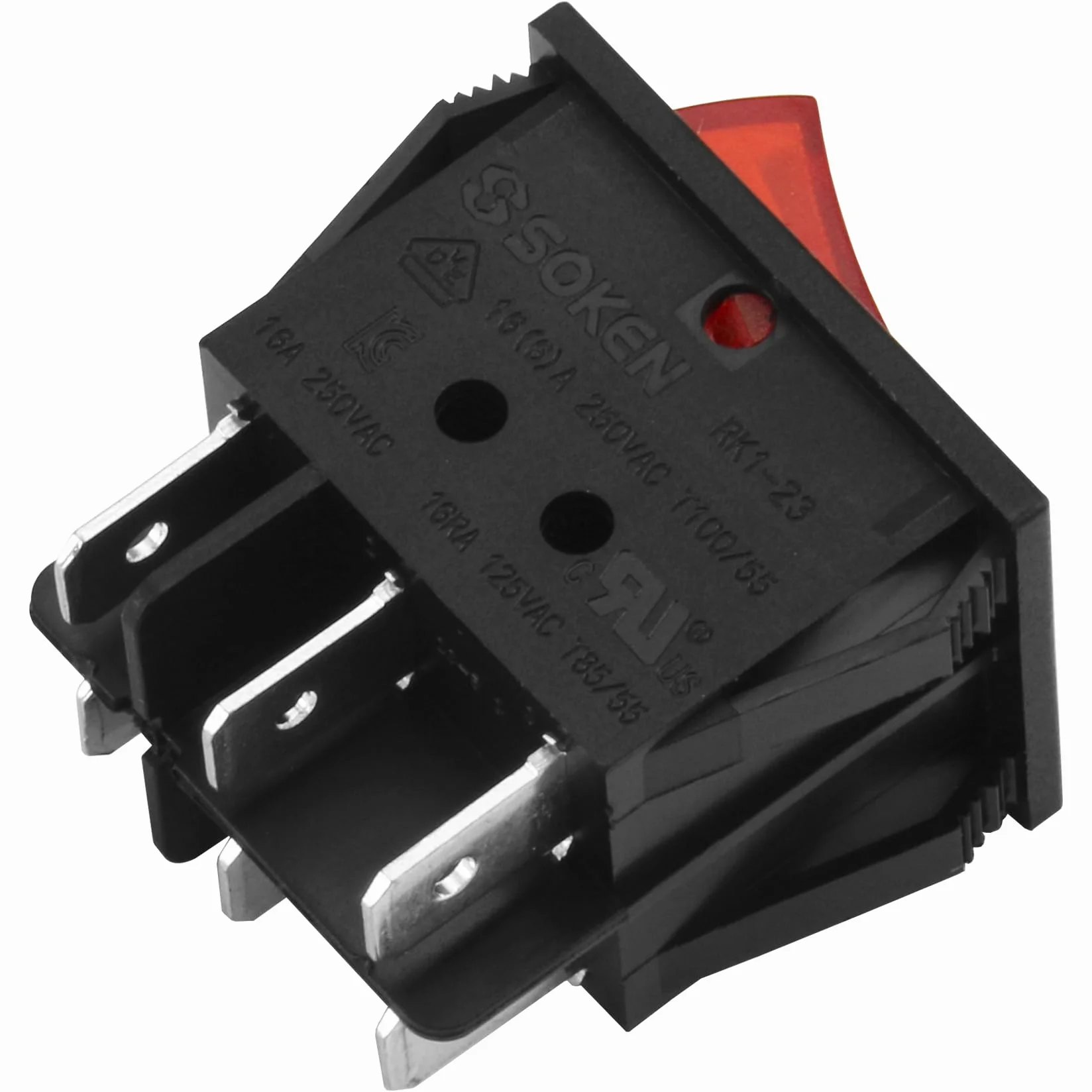 heschen Double Rocker Switch SPST ON-OFF-6 Terminals Red Light 16 A 250 VAC 2 Pack