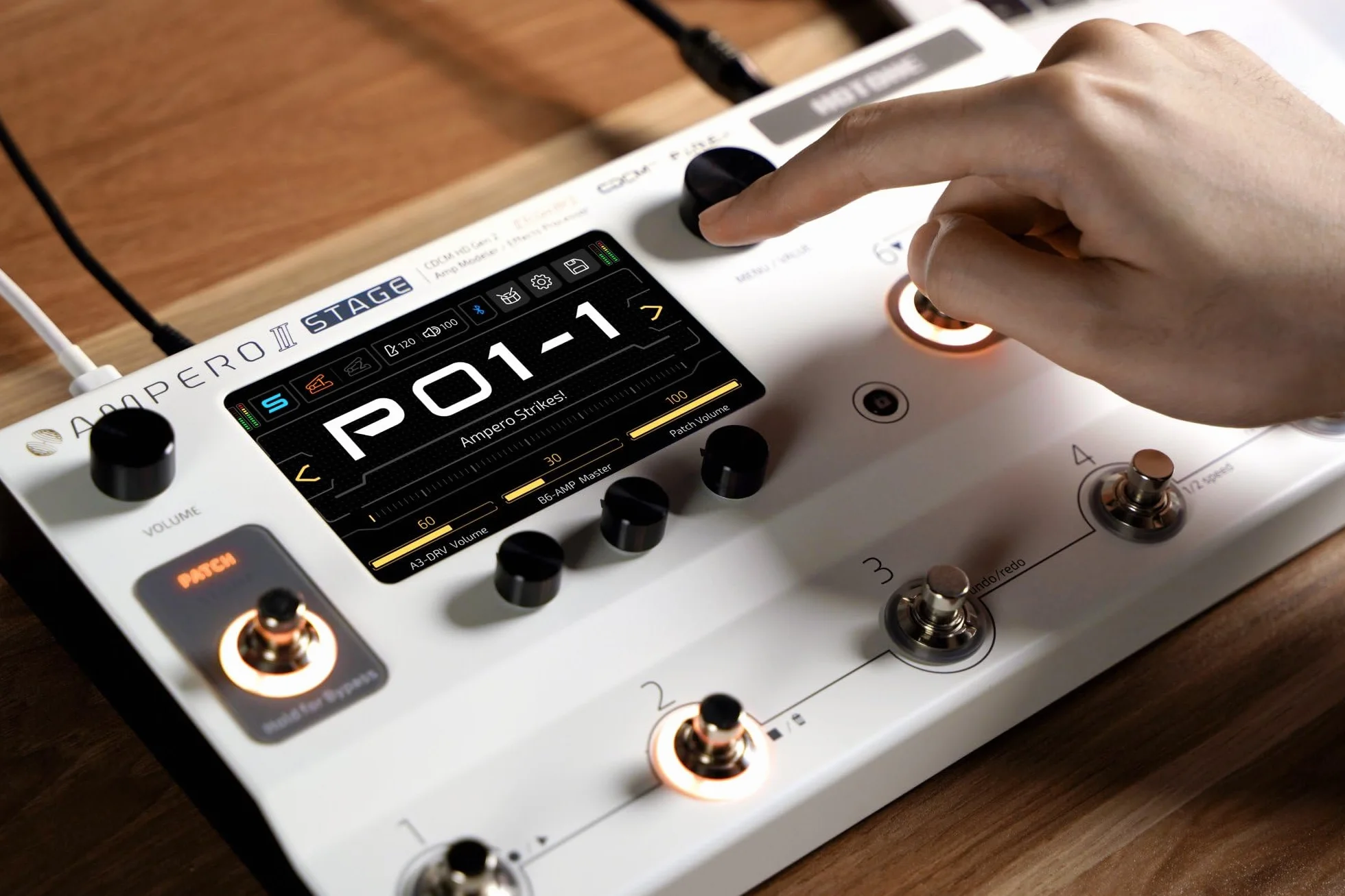 HOTONE Procesor z wieloma efektami ekran dotykowy gitara bas modelowanie MIDI I/O Stereo OTG interfejs audio