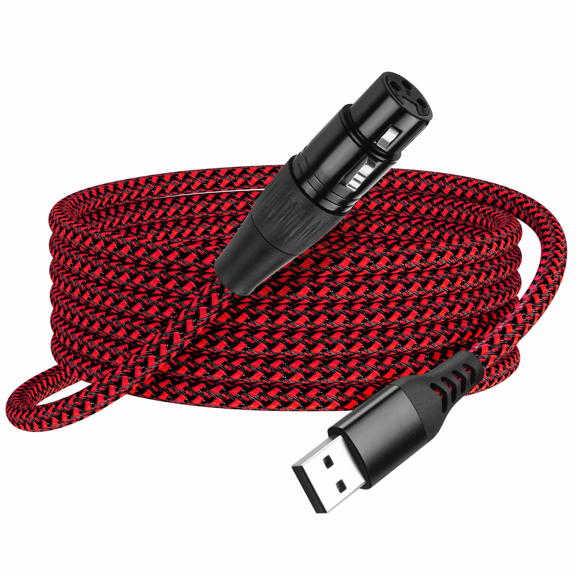 SinLoon Kabel mikrofonowy XLR na USB, 3-biegunowe gniazdo XLR na adapter USB-A | 2m/6,5FT pleciony kabel audio do połączeń z PC i urządzeniami nagrywającymi
