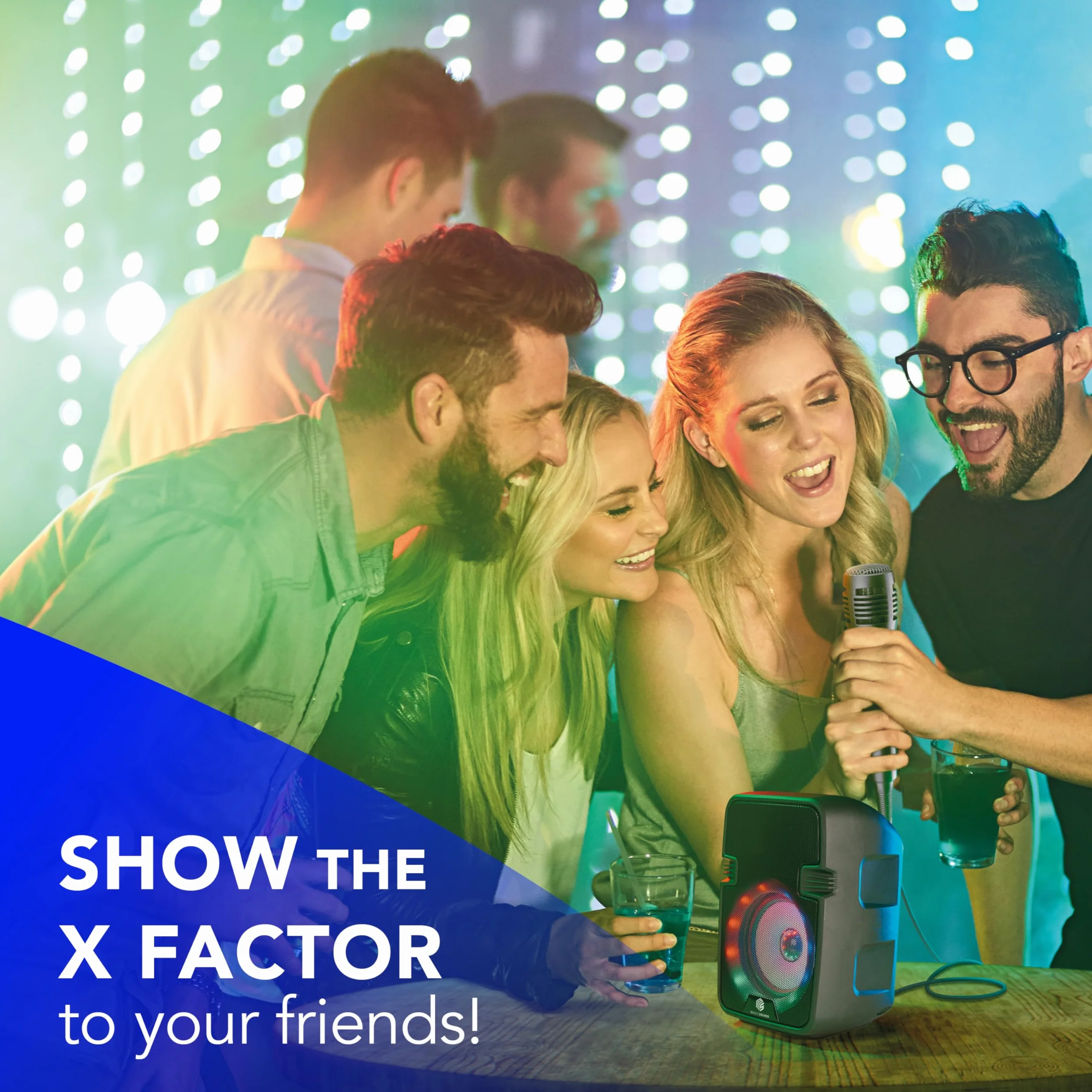 Music Sound | Głośnik Karaoke | Głośnik bluetooth ze światłem LED - 5 watów mocy