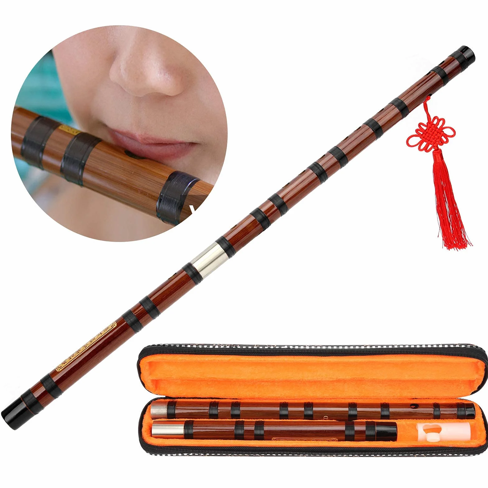 Bambusowy Flet Chiński D-Key Dizi Tradycyjny Instrument Dęty Zestaw