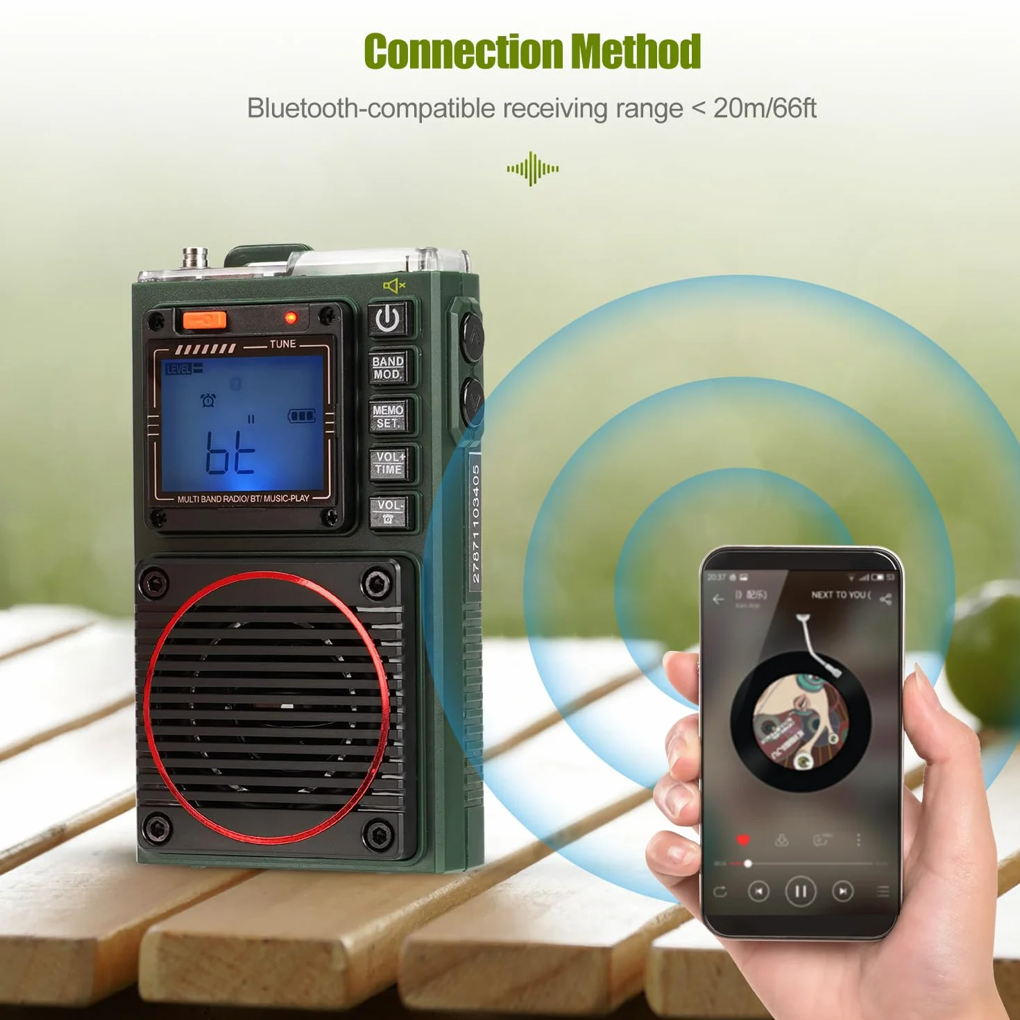 Retekess TR111 przenośne radio krótkofalowe, FM VHF AM SW WB Band Radio, obsługa aplikacji Smart Remote, MP3/TF, Bass Stereo SOS, zastosowanie dla entuzjastów