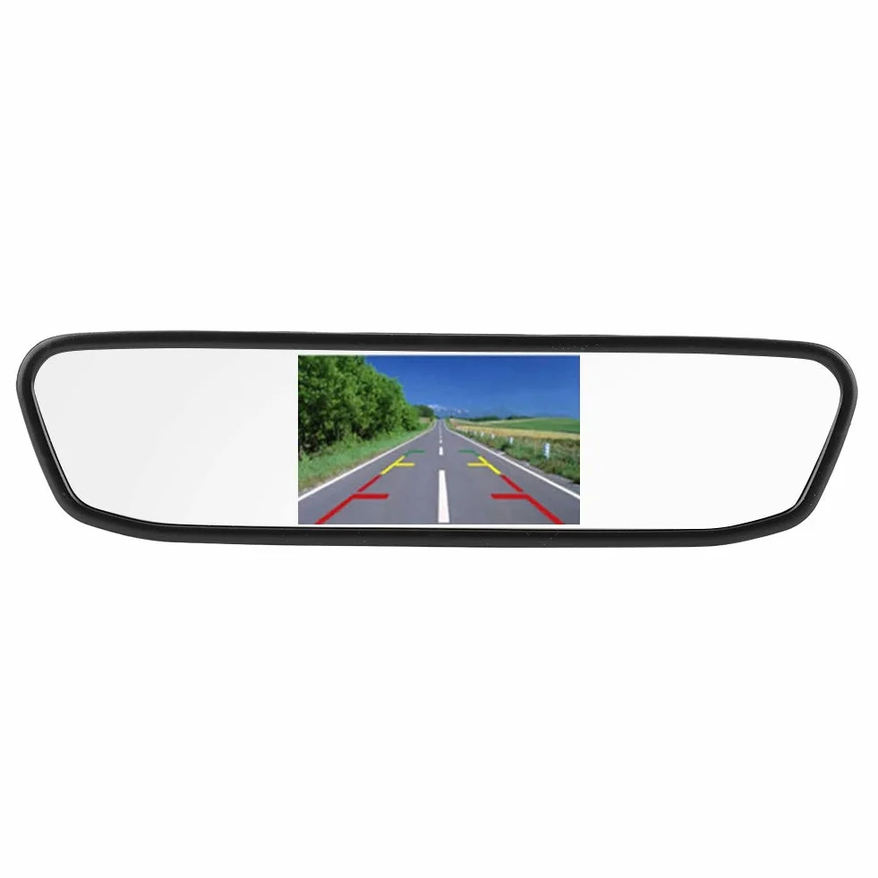 4,3-calowy Monitor HD TFT-LCD w Lusterku Wstecznym, Ekran Monitora Samochodowego 480 H X 272 V, Kamera Cofania w Lusterku Wstecznym Samochodu, 12 V, 2 Kanały Wejścia Wideo