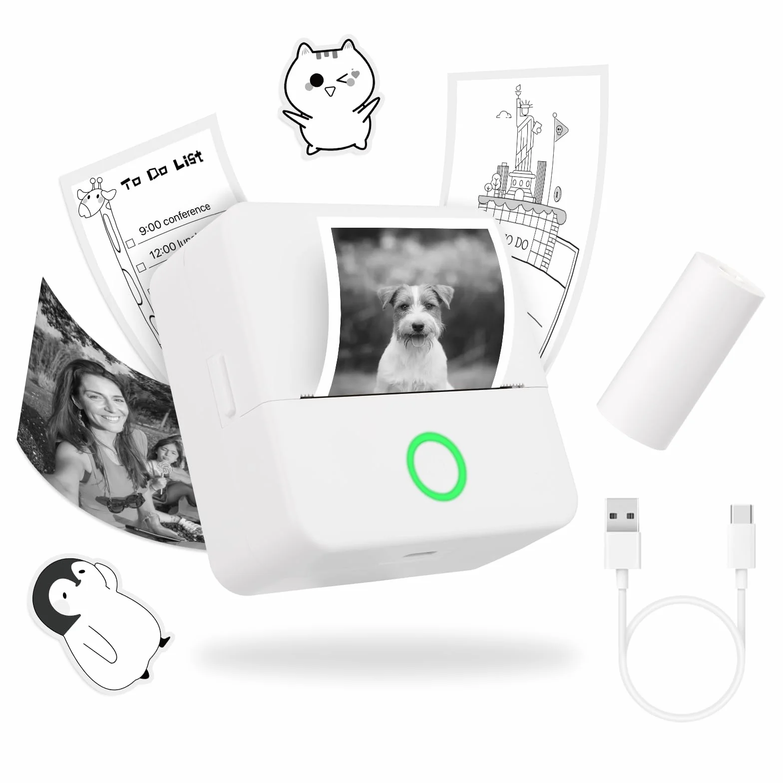 mafiti Mini termiczna drukarka fotograficzna Bluetooth, kompatybilna z systemem iOS Android, do pomocy w nauce, do biura, na etykietę paragonową, zabawa, praca, dziennik