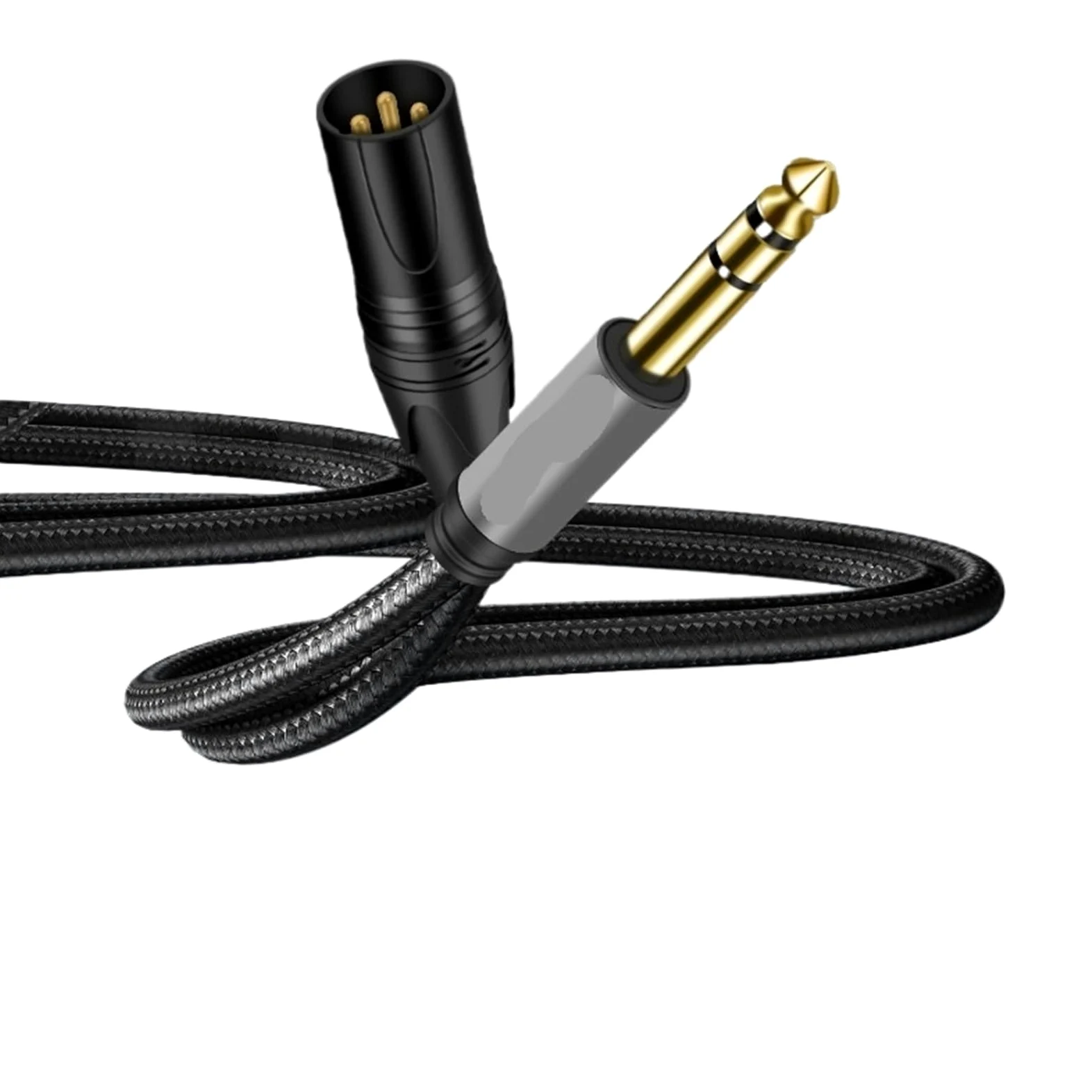 Kabel audio Aux do gitary stereo XLR męski na TRS 1/4 z oplotem Dark Web do gitary, urządzeń kina domowego, głośnika i wzmacniacza (8m)