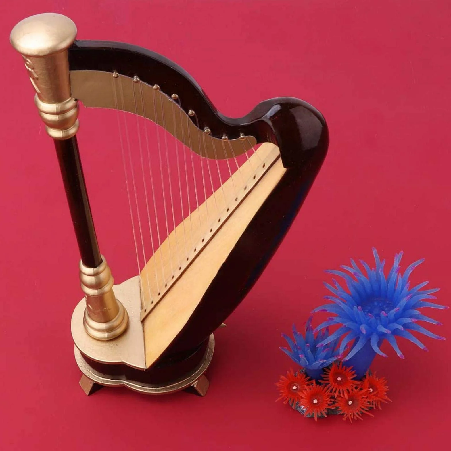 Ręcznie wykonany drewniany model harfy 25 cm instrument muzyczny ozdoba dekoracja stołu