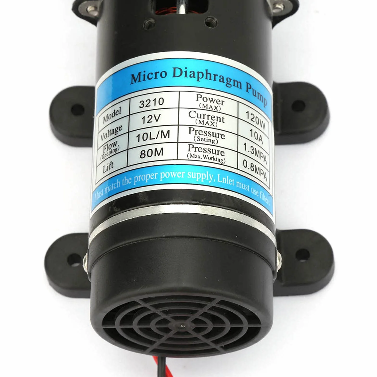 Elektryczna pompa wodna 120 W, 10 l/m, samozasysająca pompa membranowa z urządzeniem zabezpieczającym przed przeciążeniem do myjek wysokociśnieniowych, nawadniania ogrodu, napełniania (12 V/24 V) (12