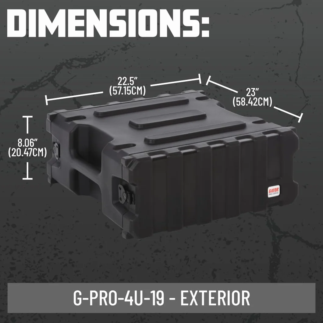 Gator Etui Pro Series formowane rotacyjnie 4U Rack Case ze standardową głębokością 48.3 cm; Made in USA (G-PRO-4U-19), czarne