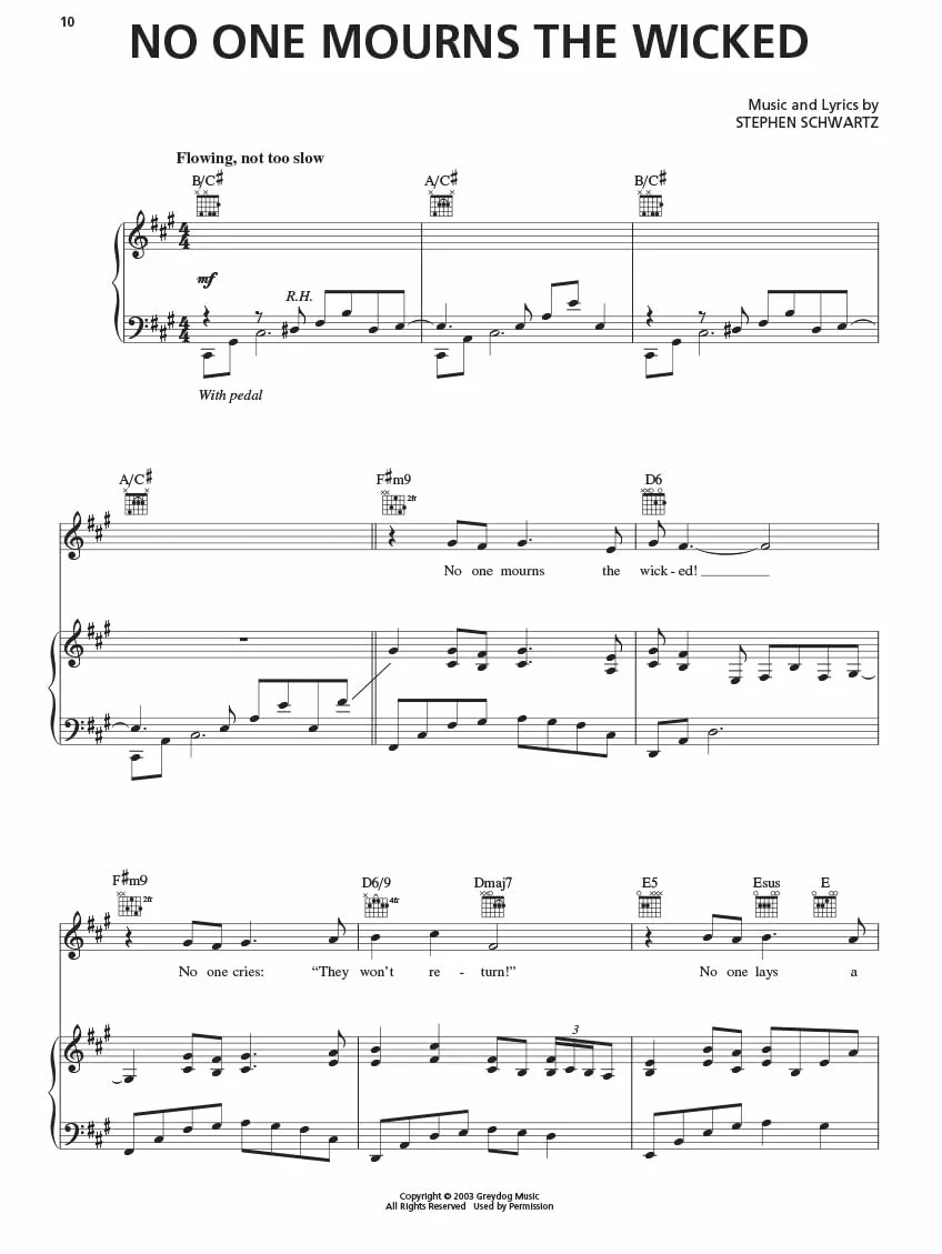 Wicked - a new musical - piano/vocal selections chant