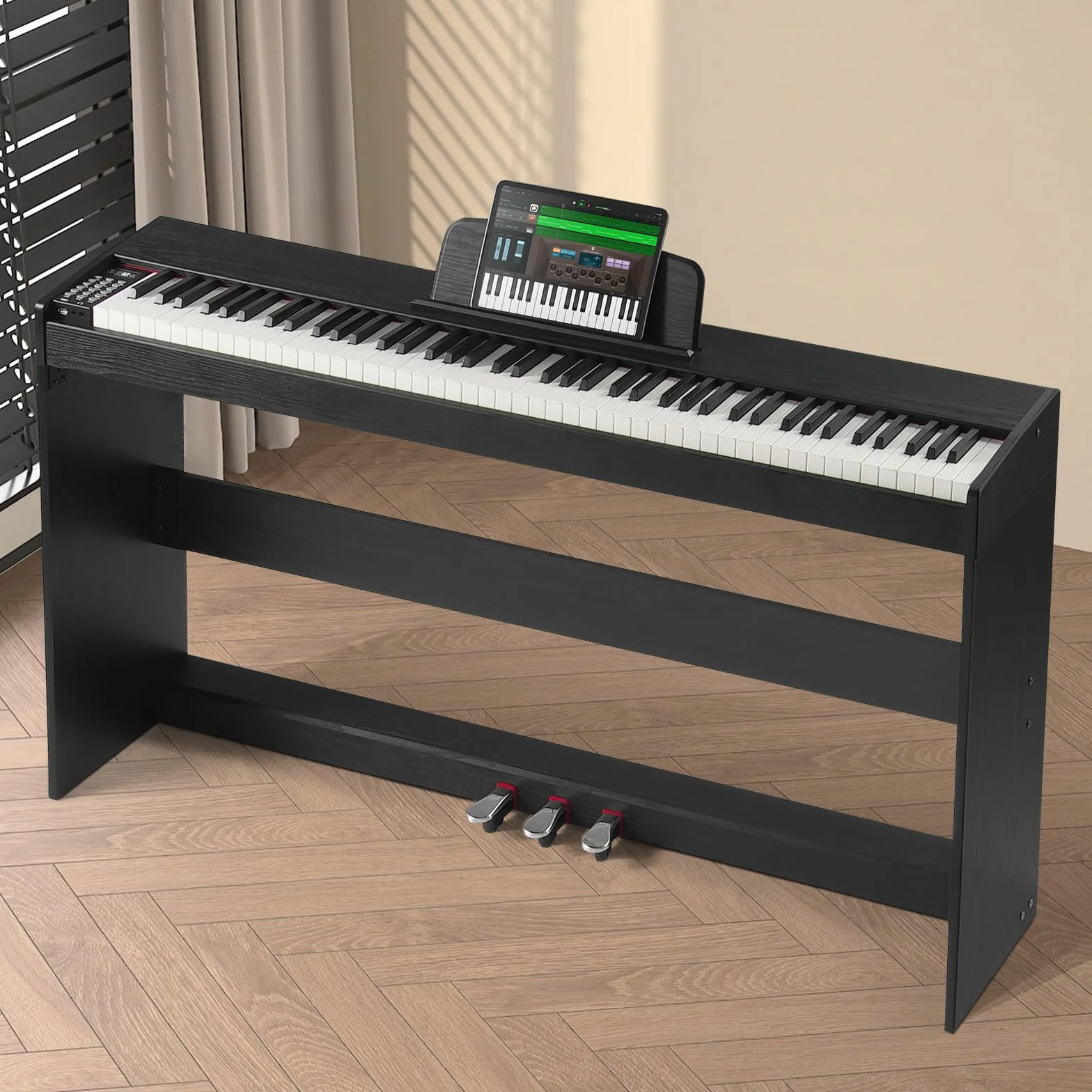 VEVOR Pianino cyfrowe, 88 przycisków, pianino elektryczne, podwójna klawiatura i głośnik, prosty uchwyt obudowy ze słuchawkami, 200 dźwięków i rytmów, obsługuje Bluetooth/USB/MIDI, dla początkujących