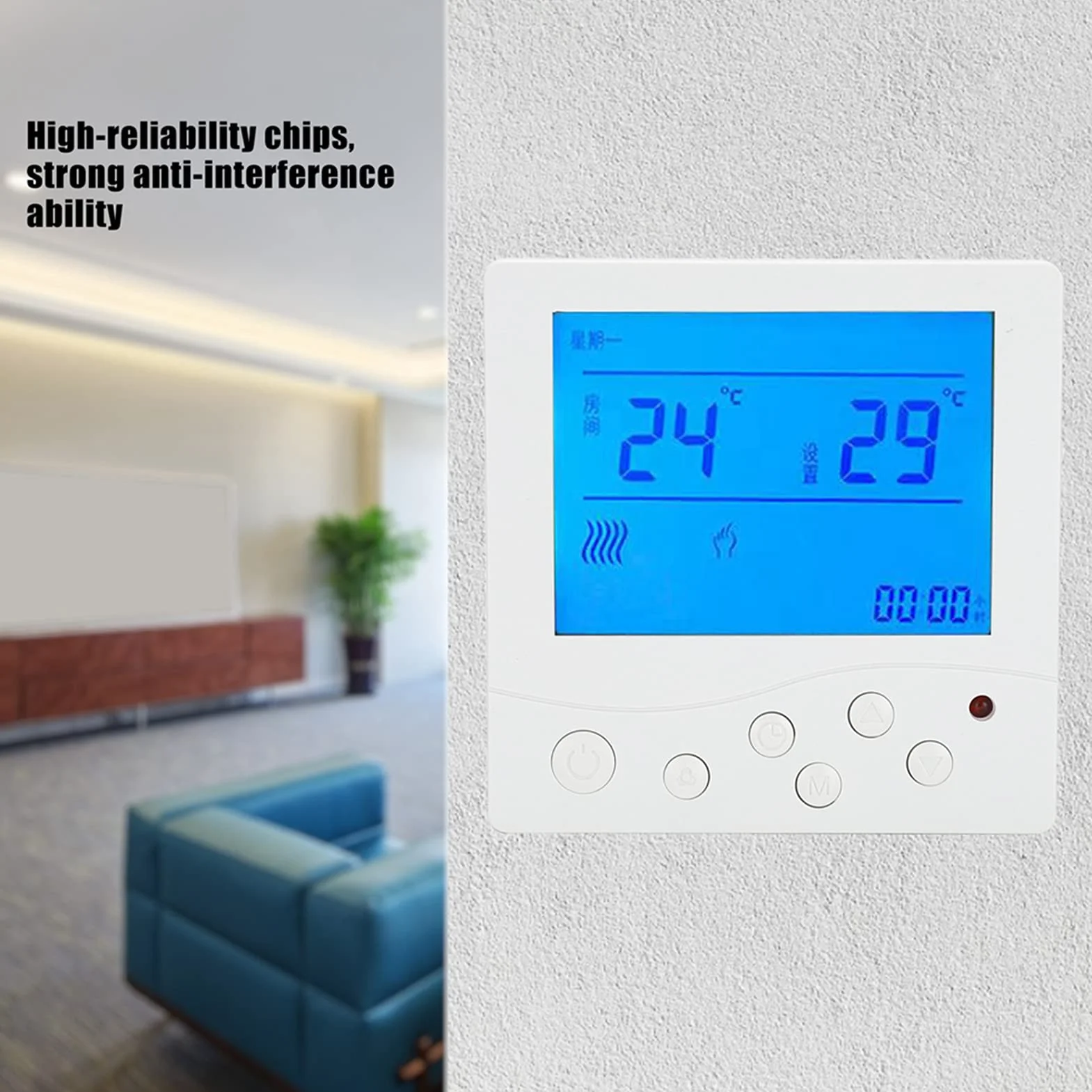 Cyfrowy Termostat Naścienny Regulator Temperatury Ac220V Wyświetlacz Lcd Ogrzewanie Wodne Panel Sterowania Temperaturą Ogrzewania Podłogowego 5-4,Termostat