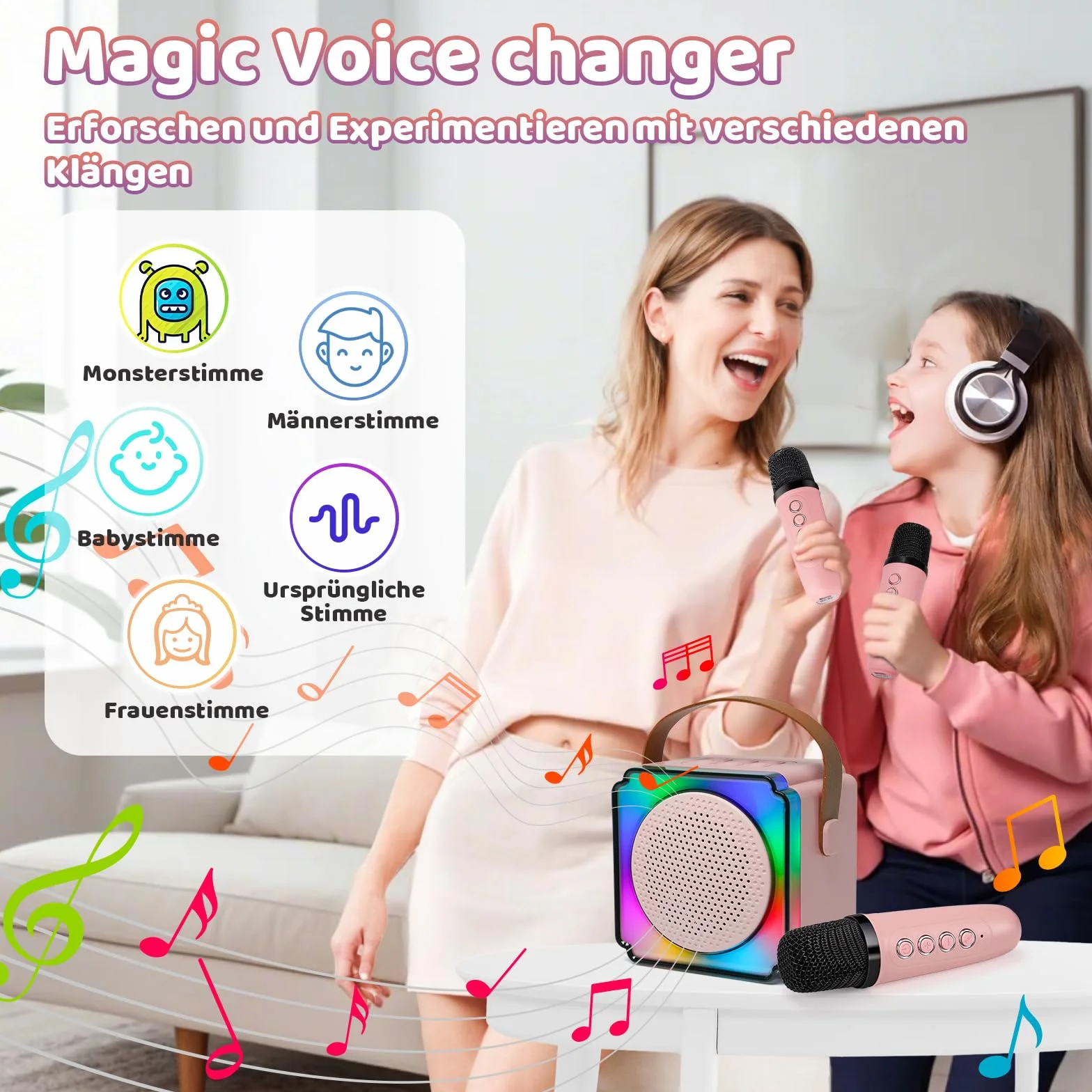 Osikay Prezent dla dziewczynek 4, 5, 6, 7, 8 lat: maszyna do karaoke, zabawka od 3 do 12 lat, prezent dla dziewcząt, 6-7-8-9-10-11 lat, mikrofon z Bluetooth, prezent urodzinowy dla dzieci w wieku 4-6